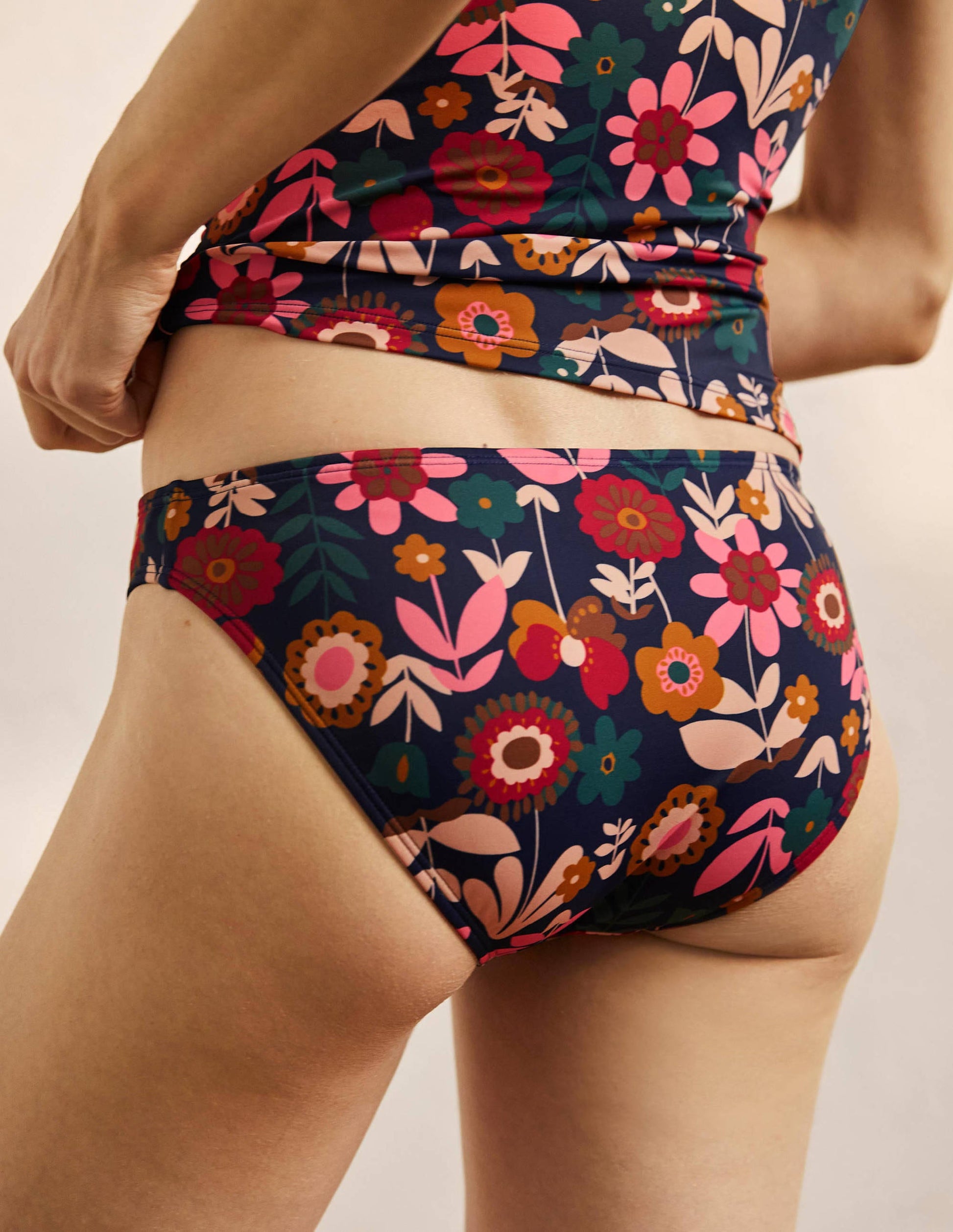 Classic Bikini Bottoms-French Navy, Flora Bloom-3