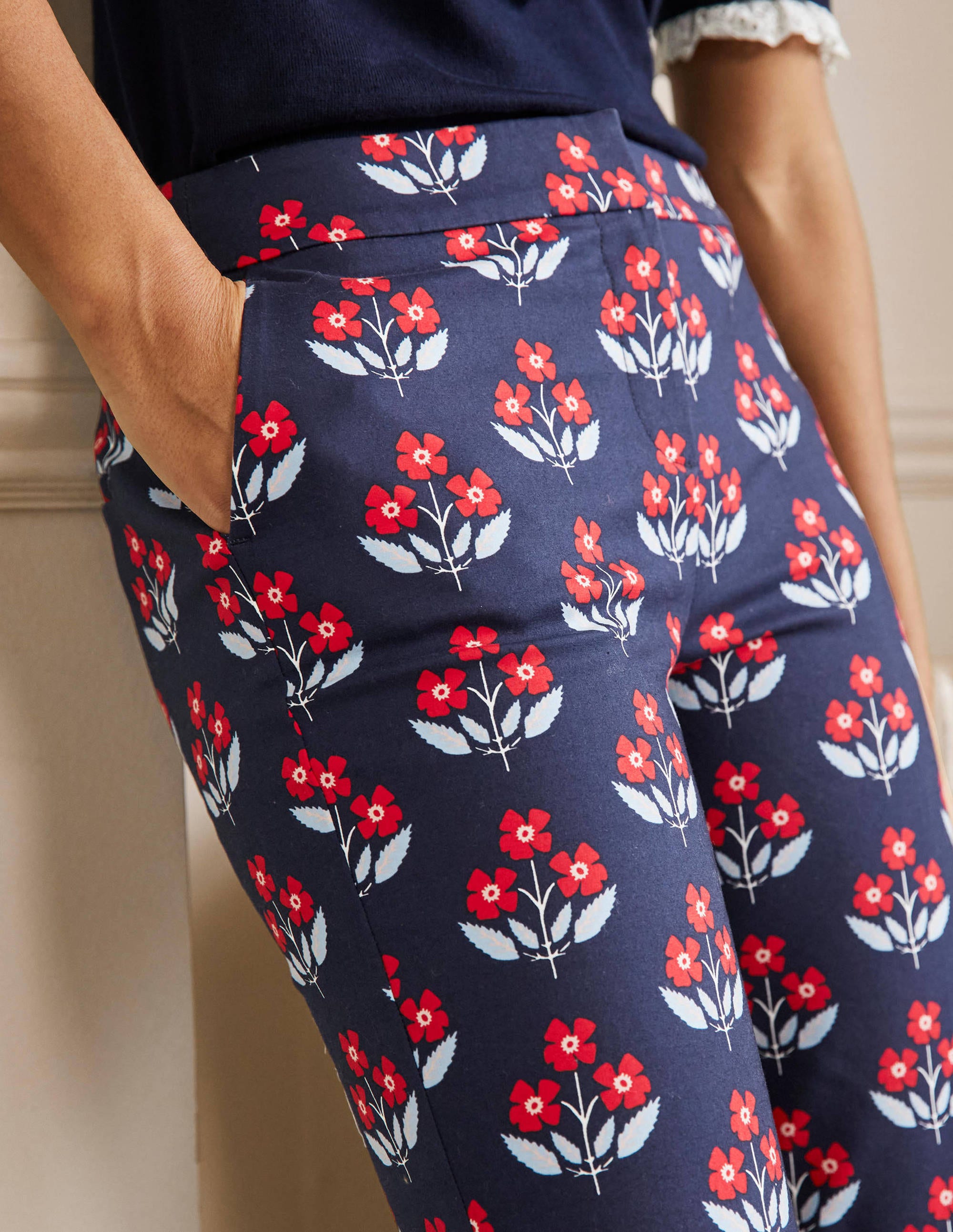 Richmond 7/8 Trouser-Navy, Blossoming Bud - Image 2