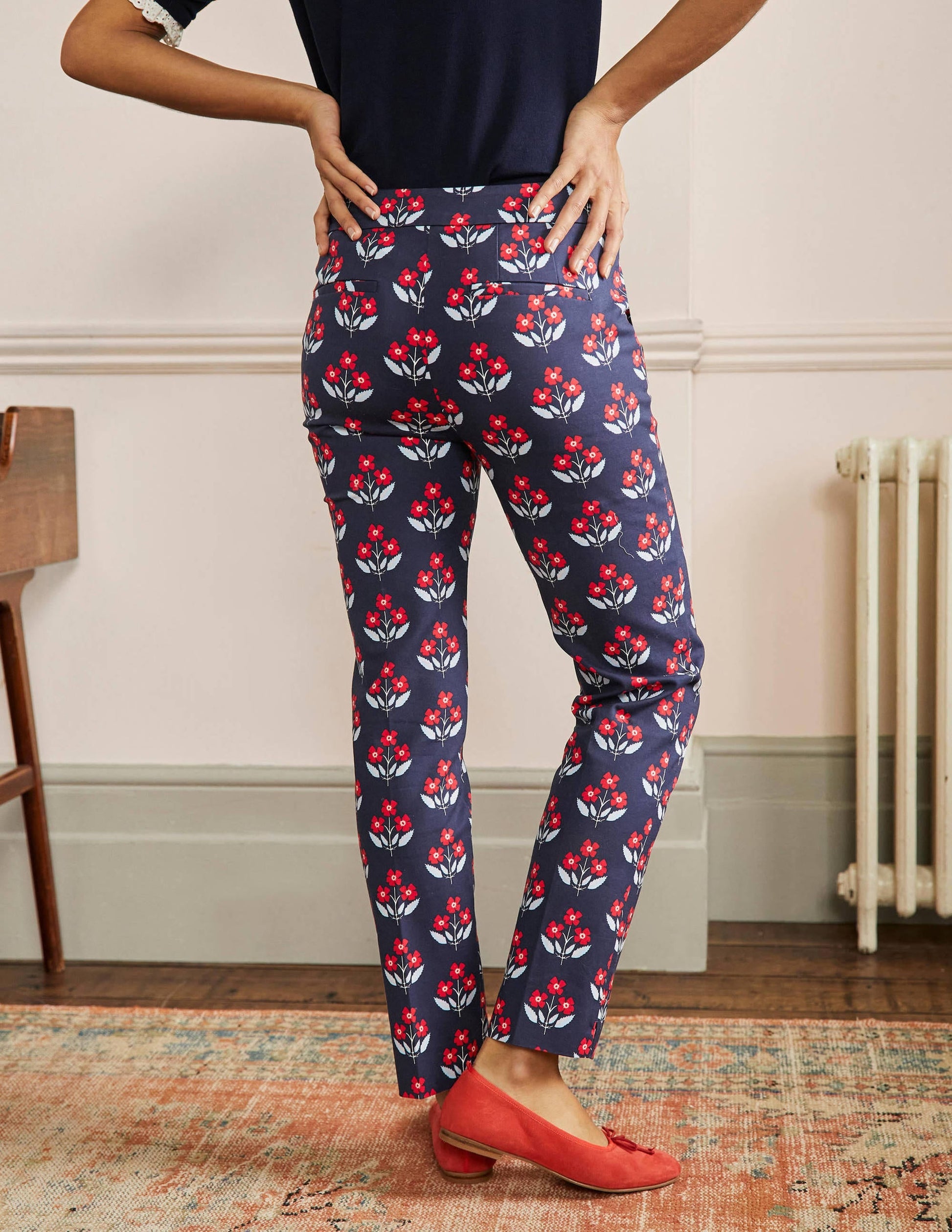 Richmond 7/8 Trouser-Navy, Blossoming Bud-3