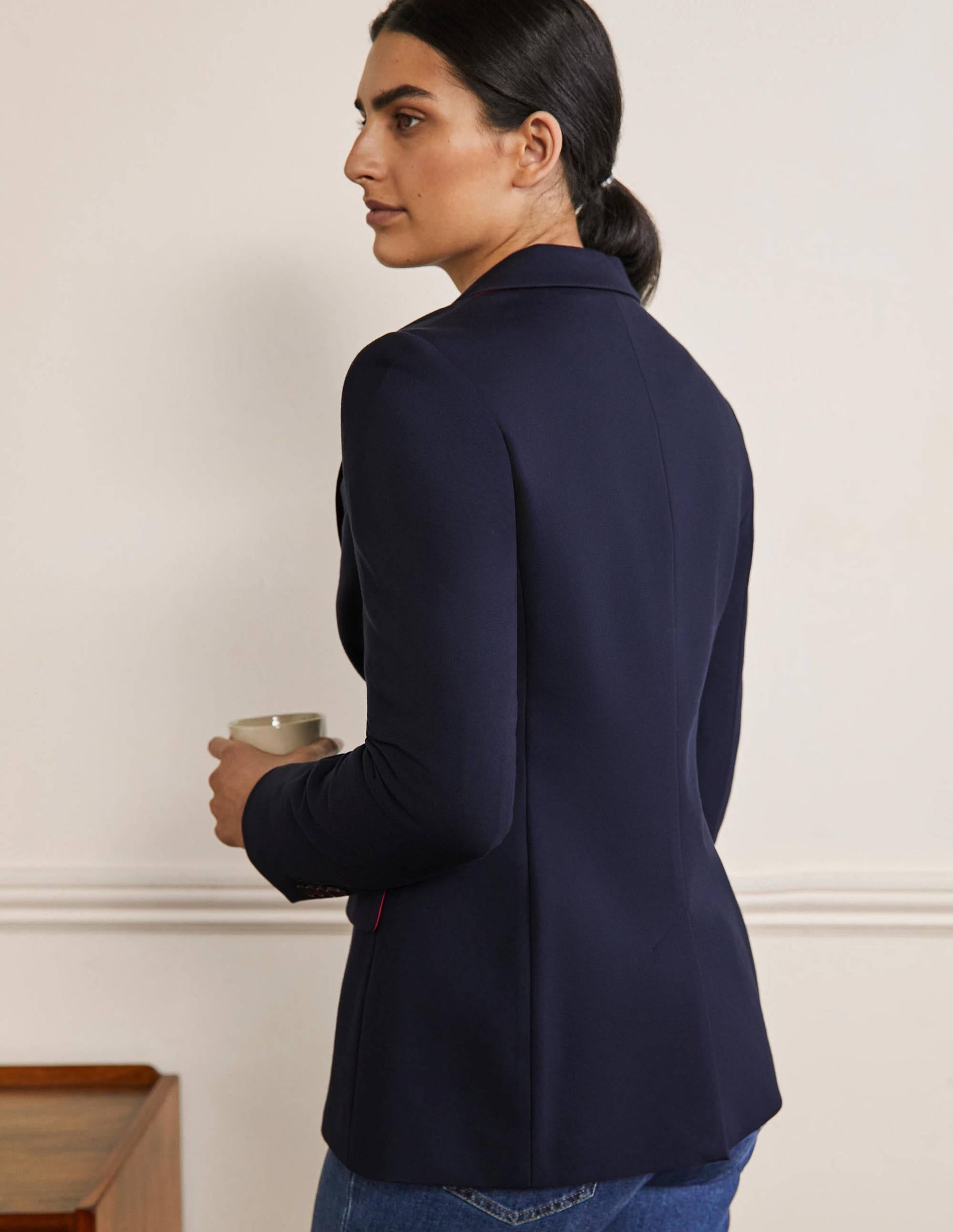Stretch Jersey Blazer-Navy-3