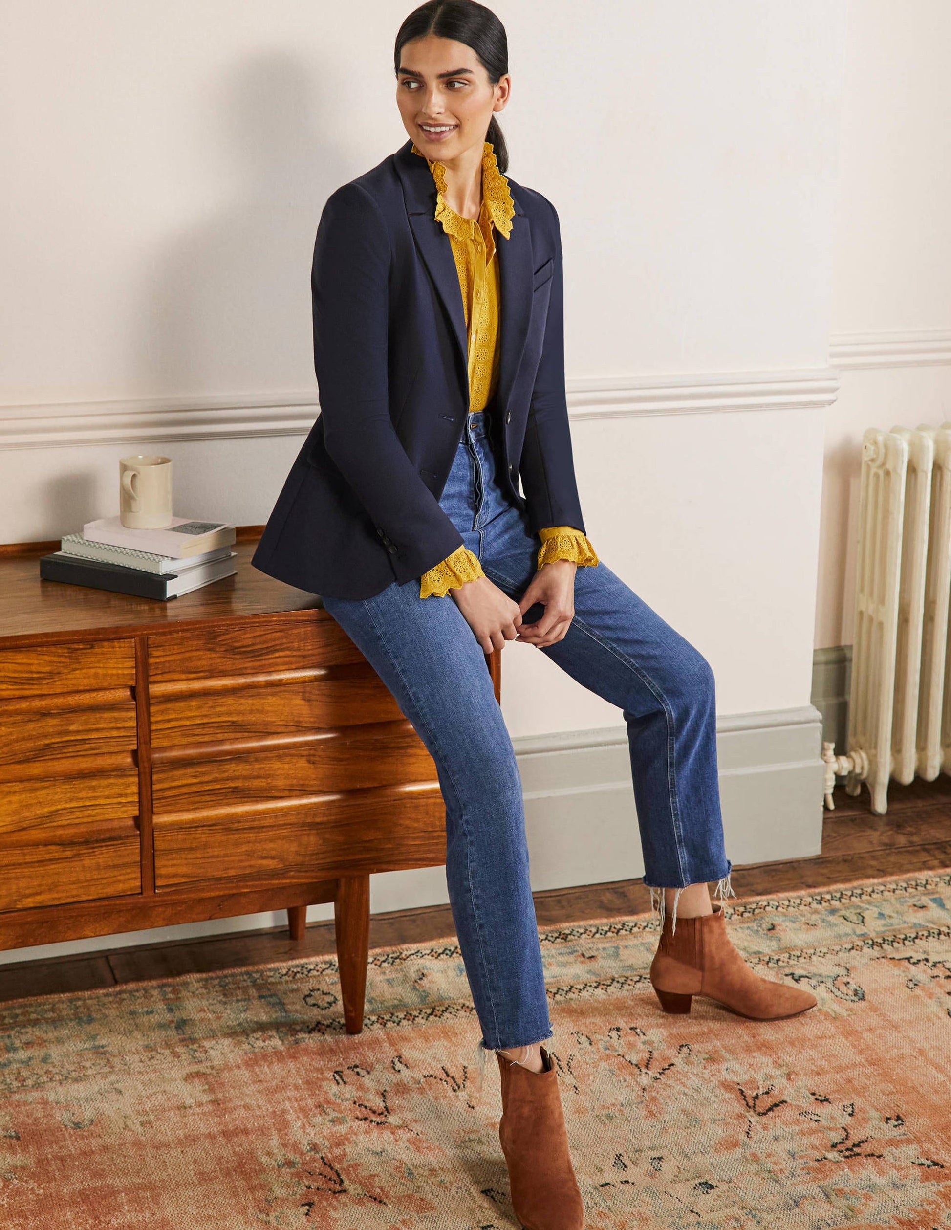 Stretch Jersey Blazer-Navy-4
