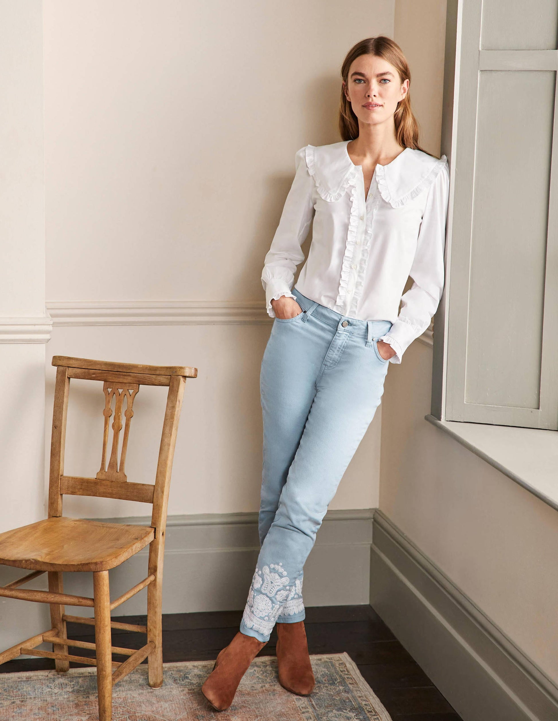 Slim Straight Ankle Skimmers-Dusty Blue, Embroidered-4
