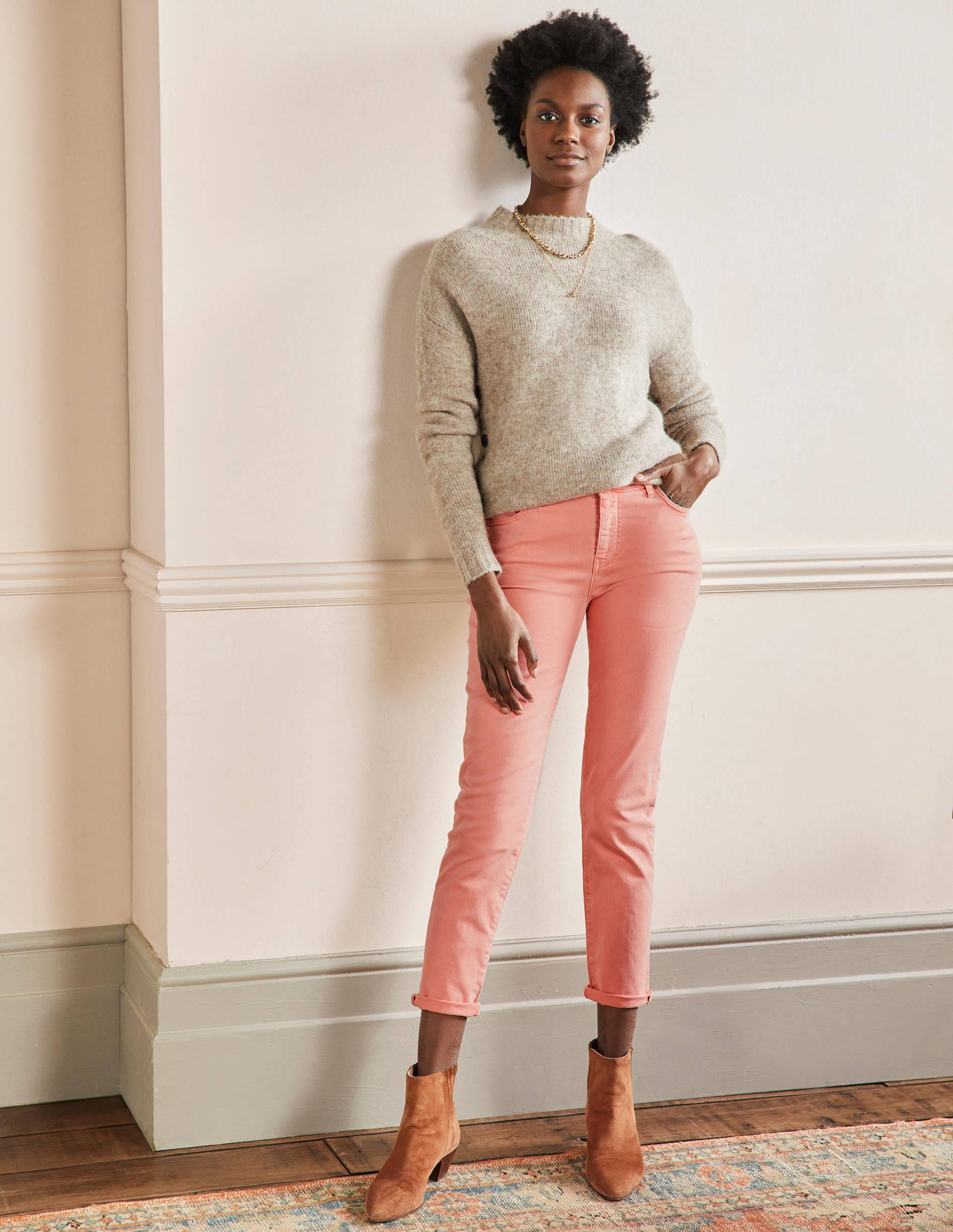 Slim Straight Ankle Skimmers-Burnt Coral - Image 1