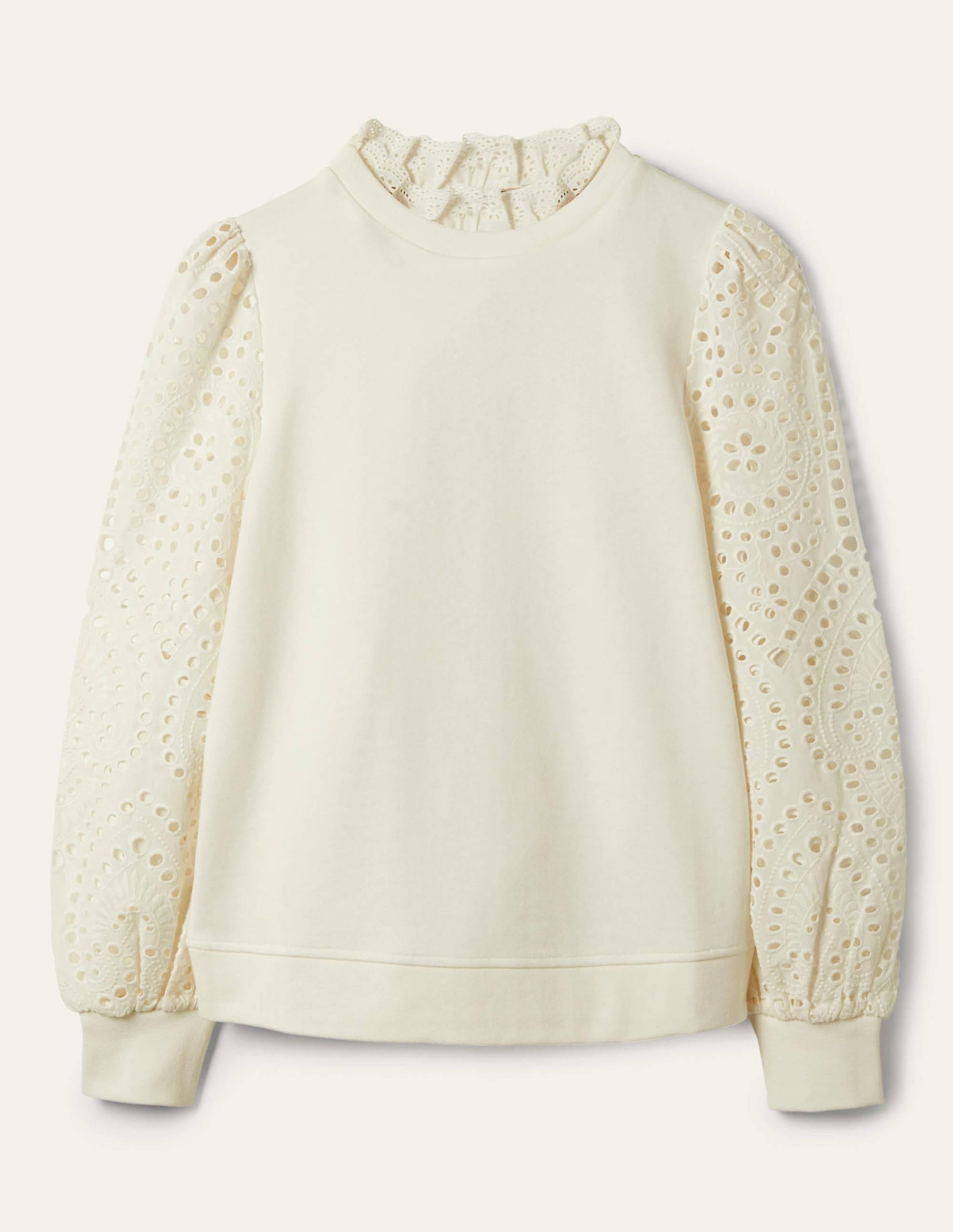 Broderie Blouson Sweatshirt-Ivory-5