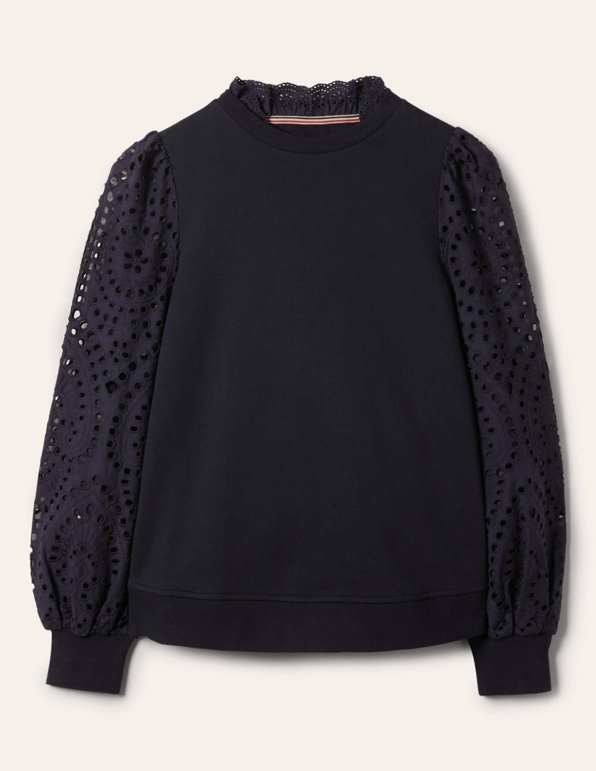 Broderie Blouson Sweatshirt-Navy - Image 5
