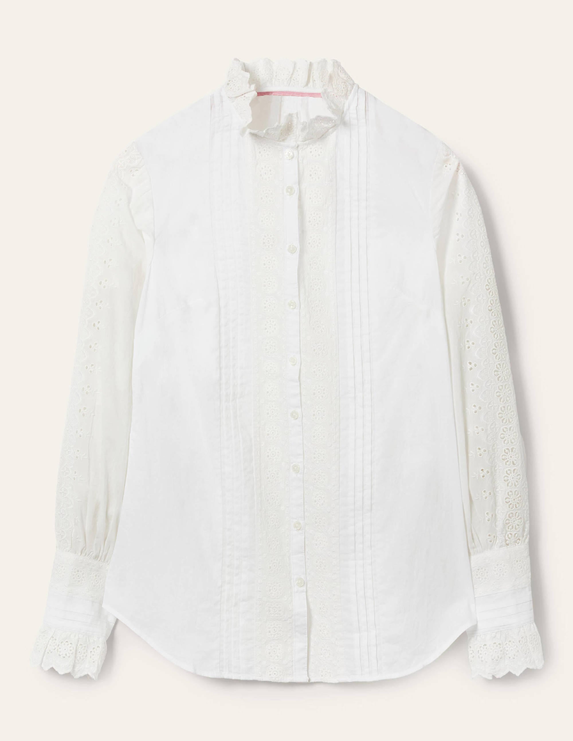 Broderie Trim Blouse-White - Image 5