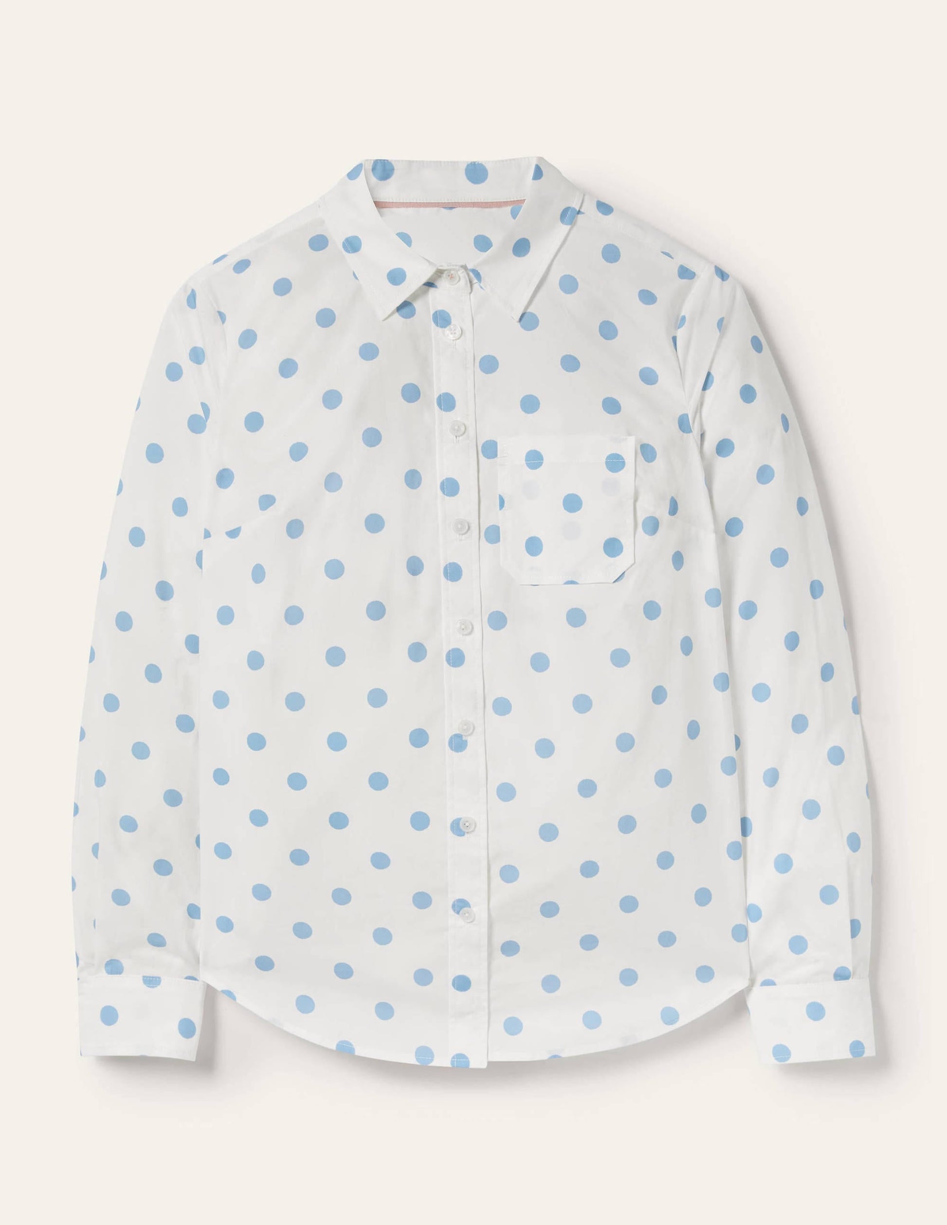 Classic Cotton Shirt-Dusky Blue Spot-5