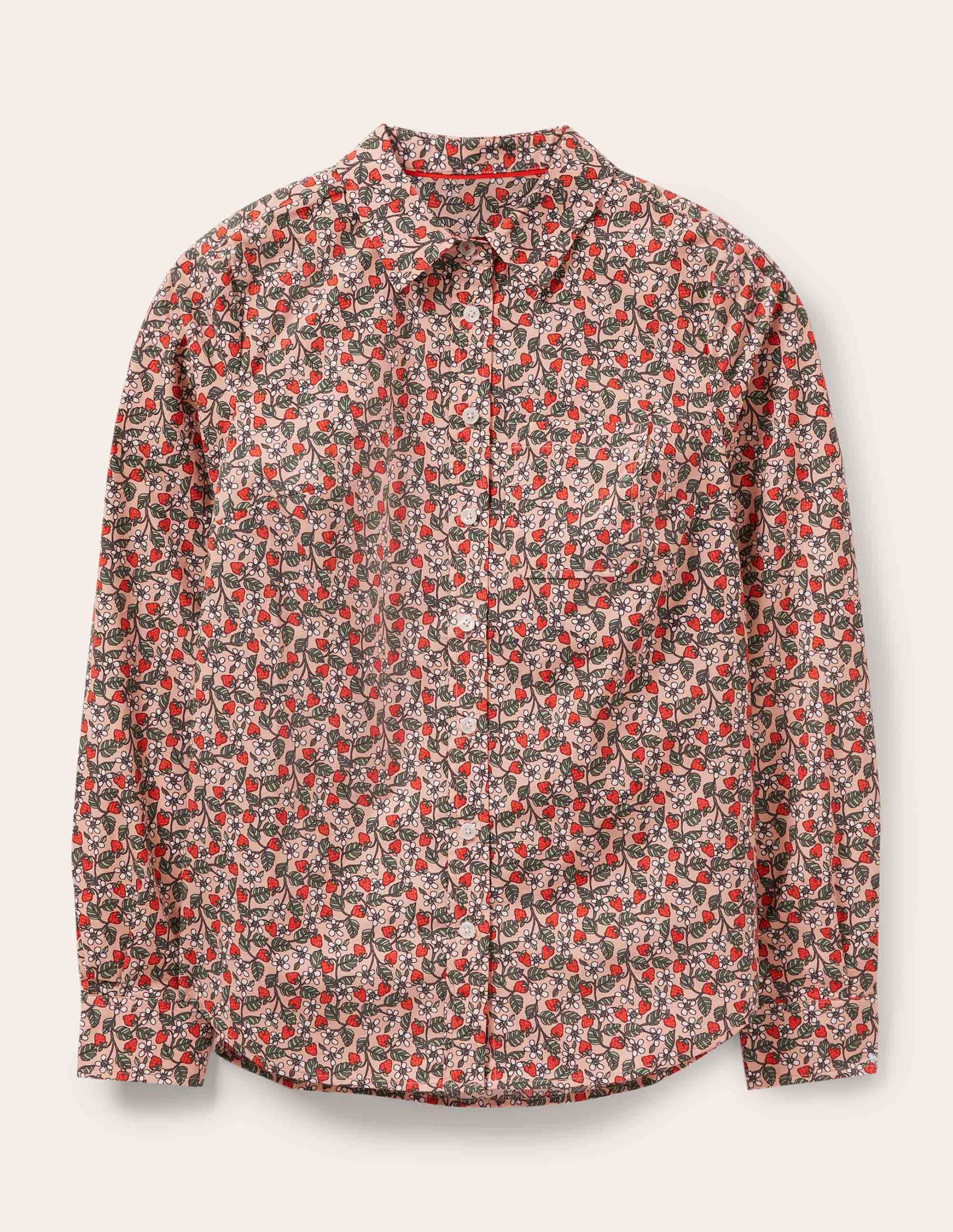Classic Cotton Shirt-Milkshake, Flora Berry - Image 6