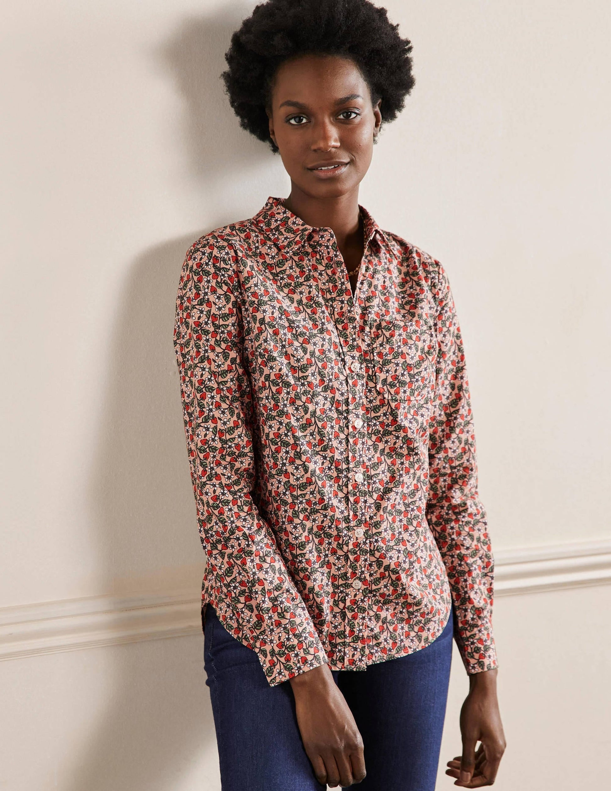 Classic Cotton Shirt-Milkshake, Flora Berry-5
