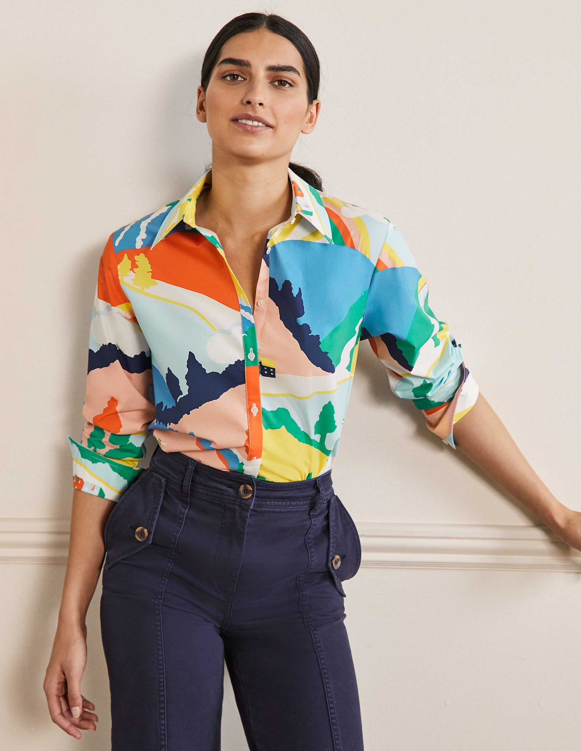 Relaxed Cotton Shirt-Scenic Meadow - Image 1