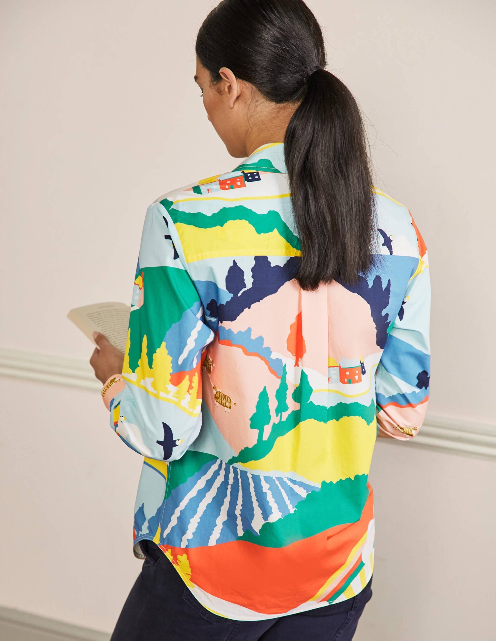Relaxed Cotton Shirt-Scenic Meadow - Image 3