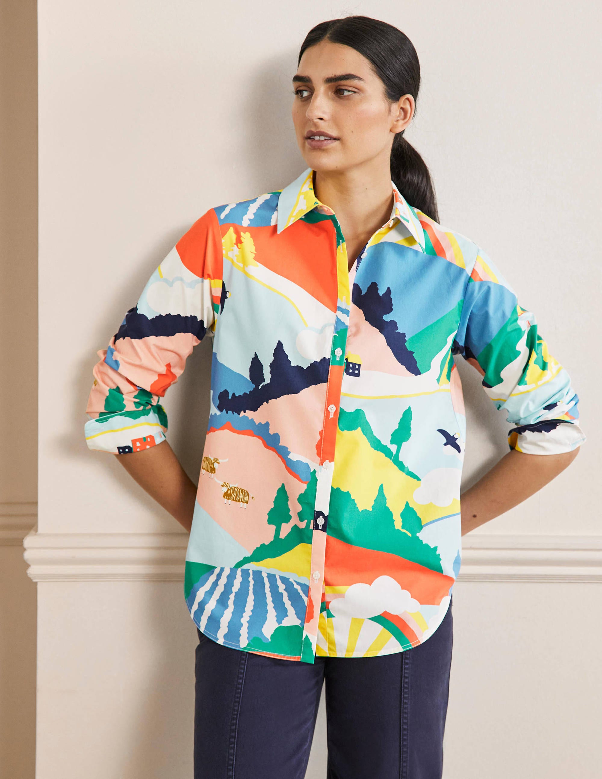 Relaxed Cotton Shirt-Scenic Meadow - Image 5