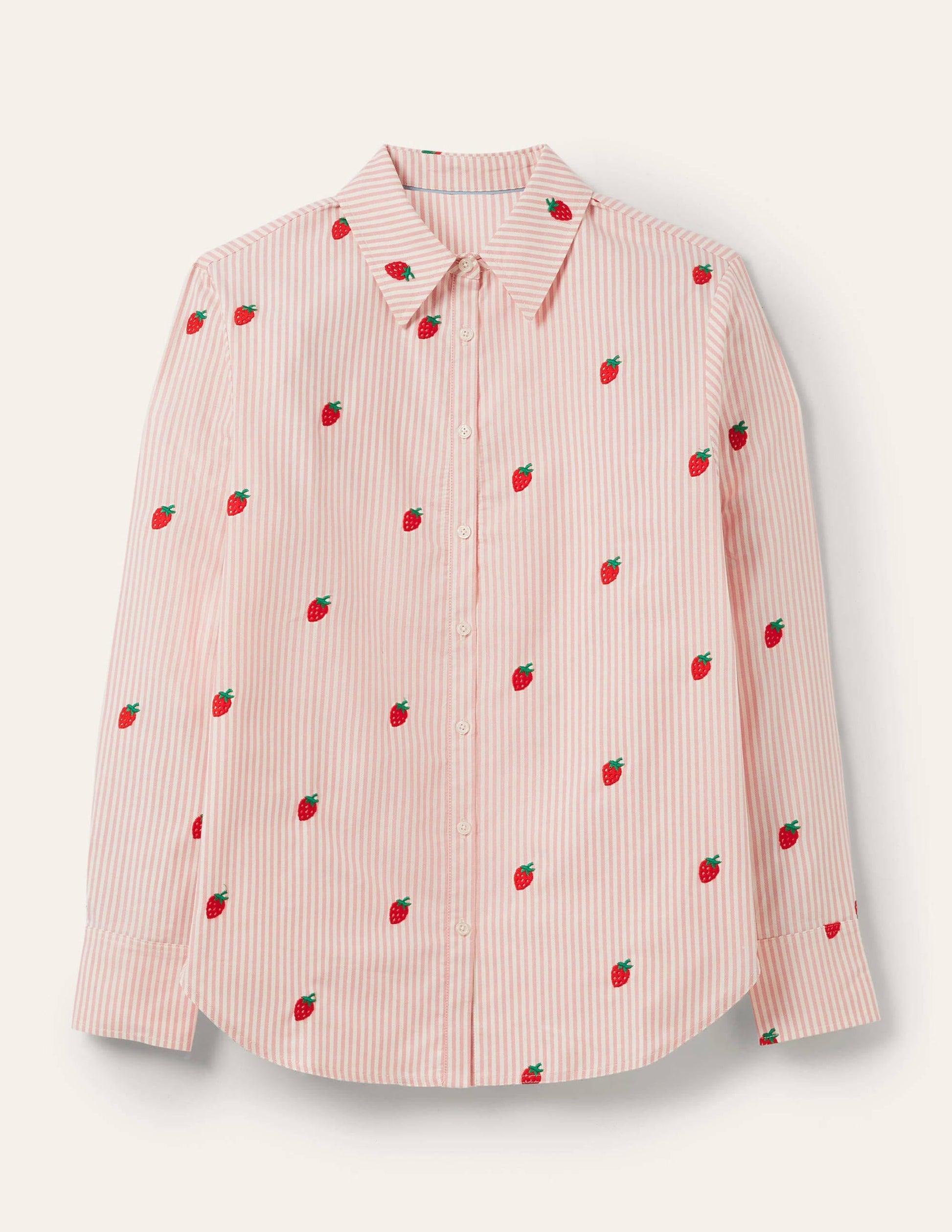 Relaxed Cotton Shirt-Mauve Stripe, Strawberry-5