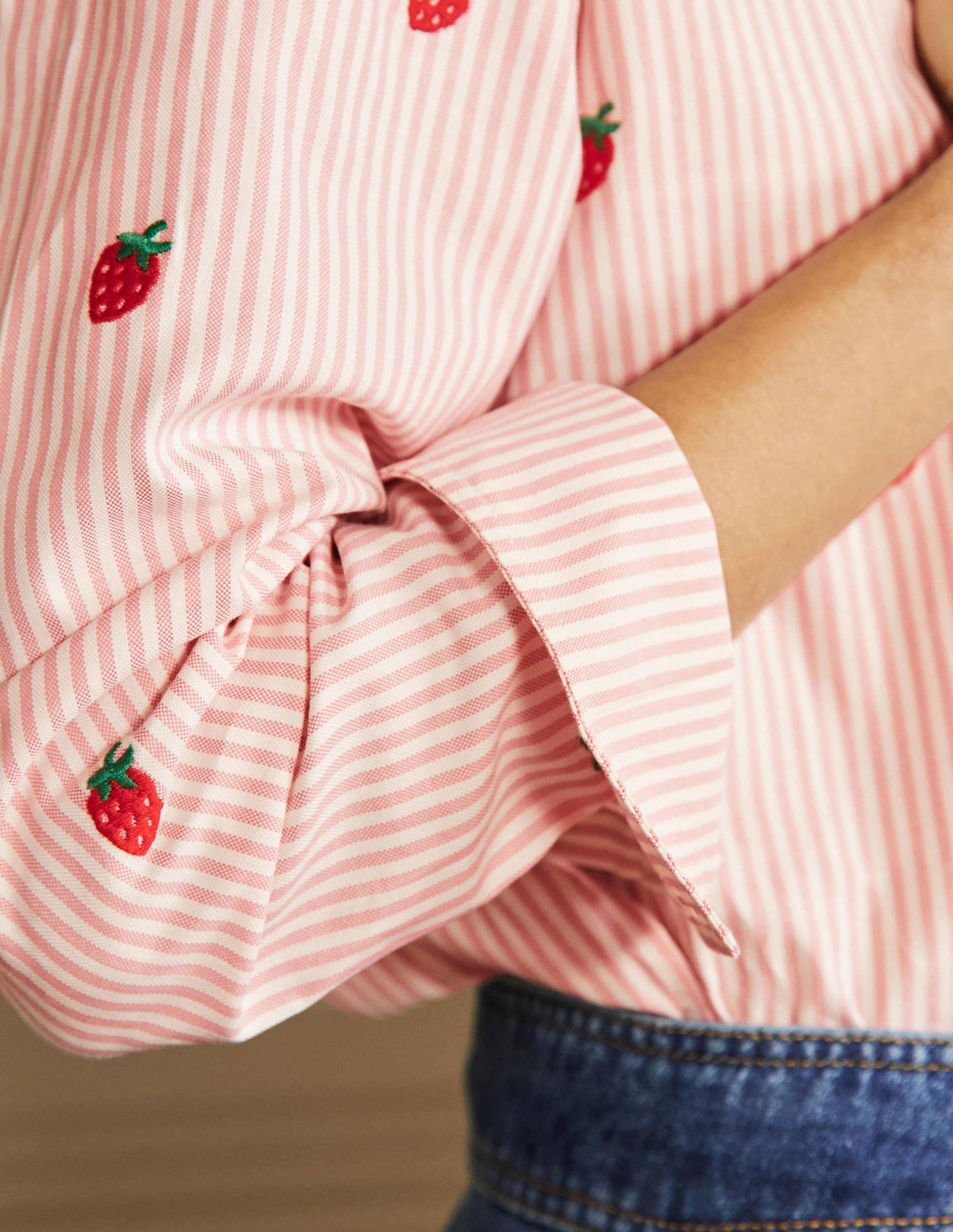 Relaxed Cotton Shirt-Mauve Stripe, Strawberry-2