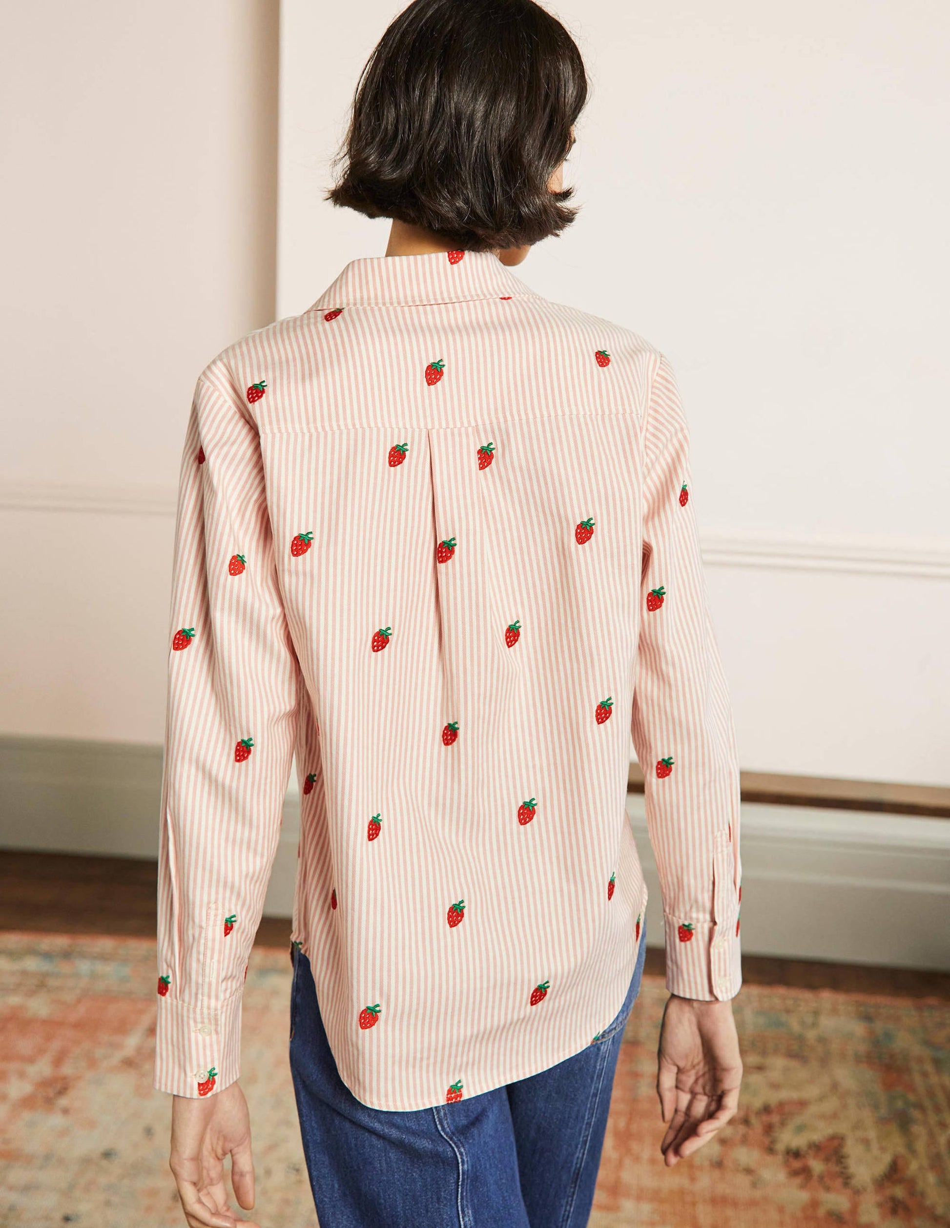 Relaxed Cotton Shirt-Mauve Stripe, Strawberry-3