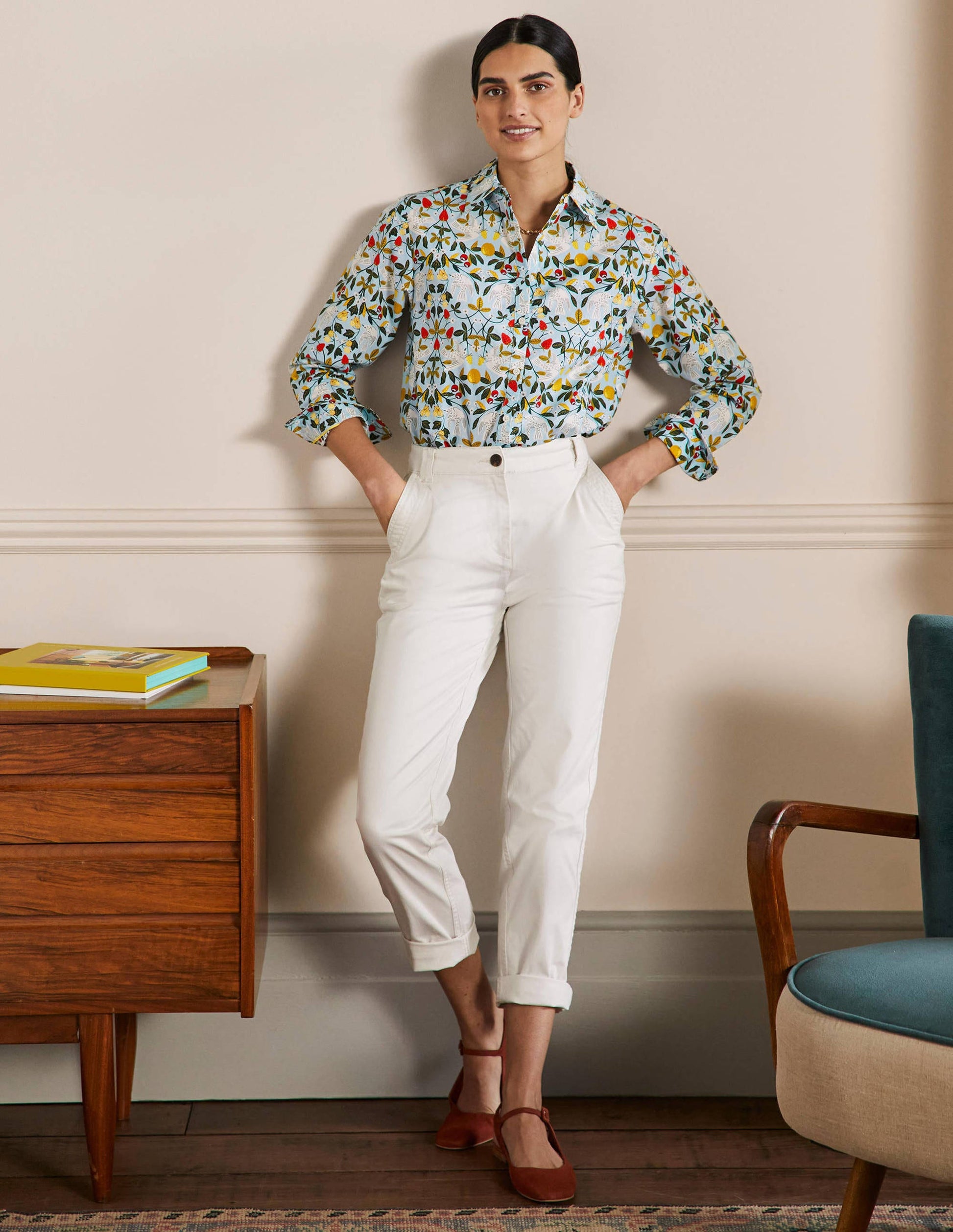 Relaxed Cotton Shirt-Surf, Bird Paradise-1
