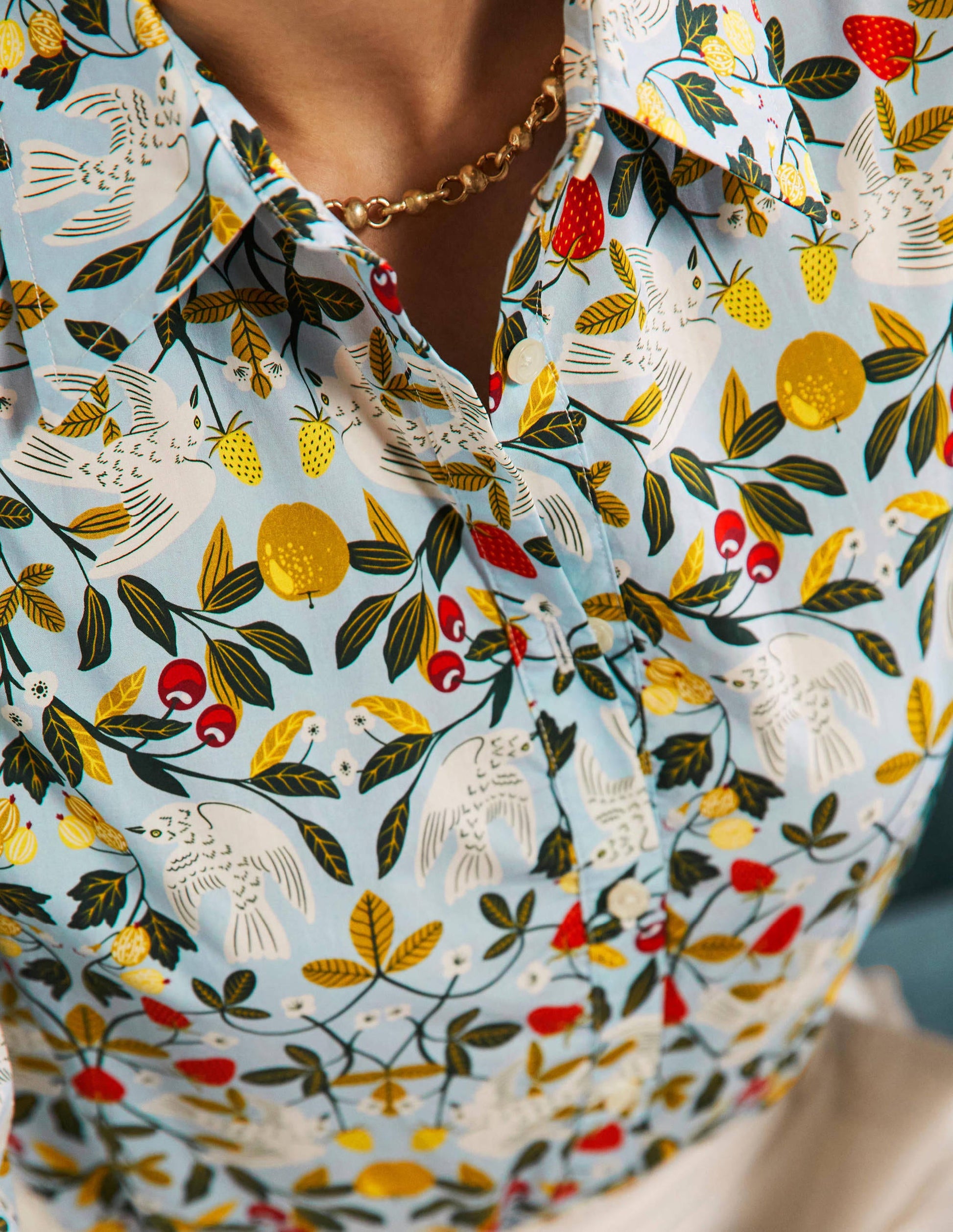 Relaxed Cotton Shirt-Surf, Bird Paradise-2
