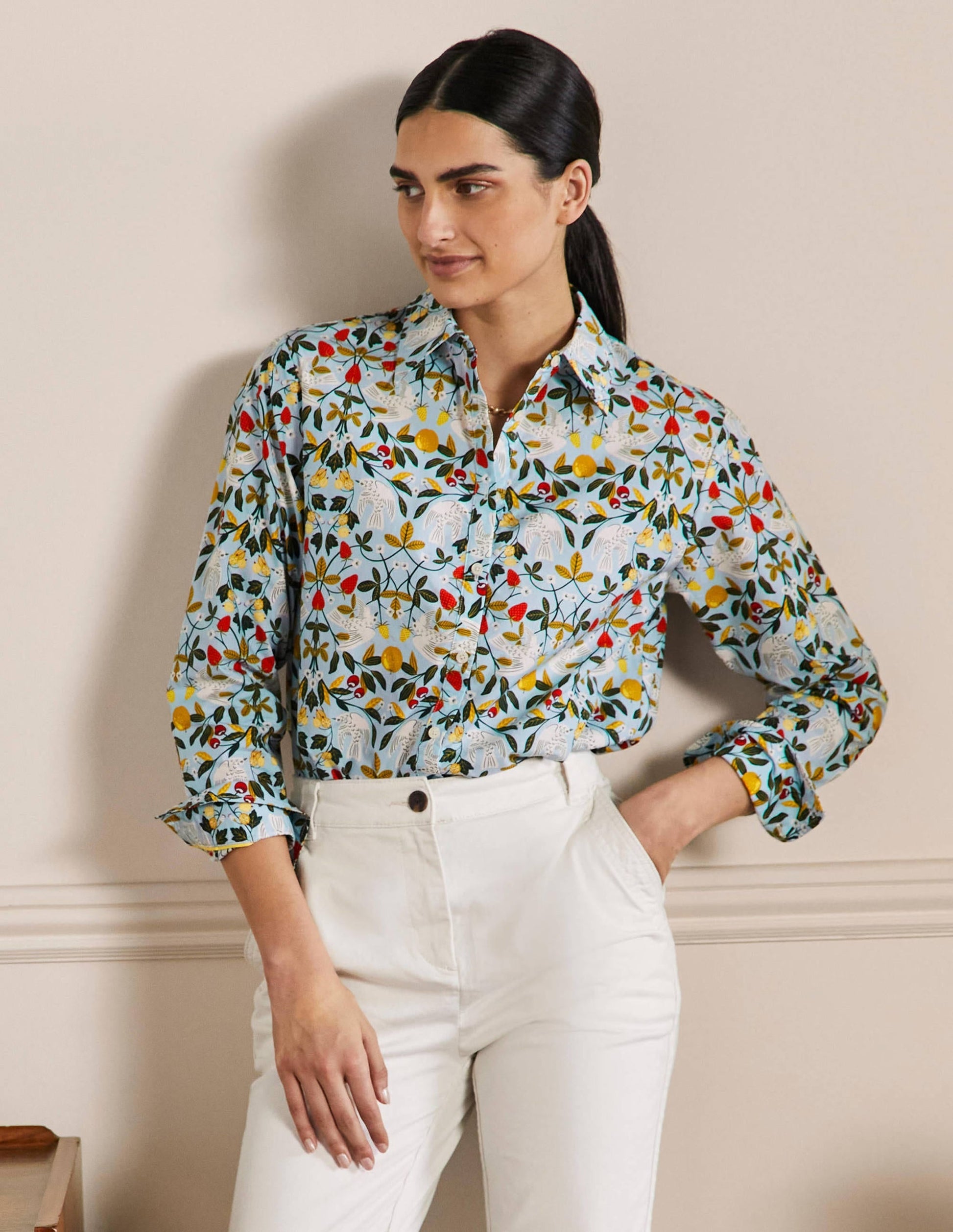 Relaxed Cotton Shirt-Surf, Bird Paradise-4