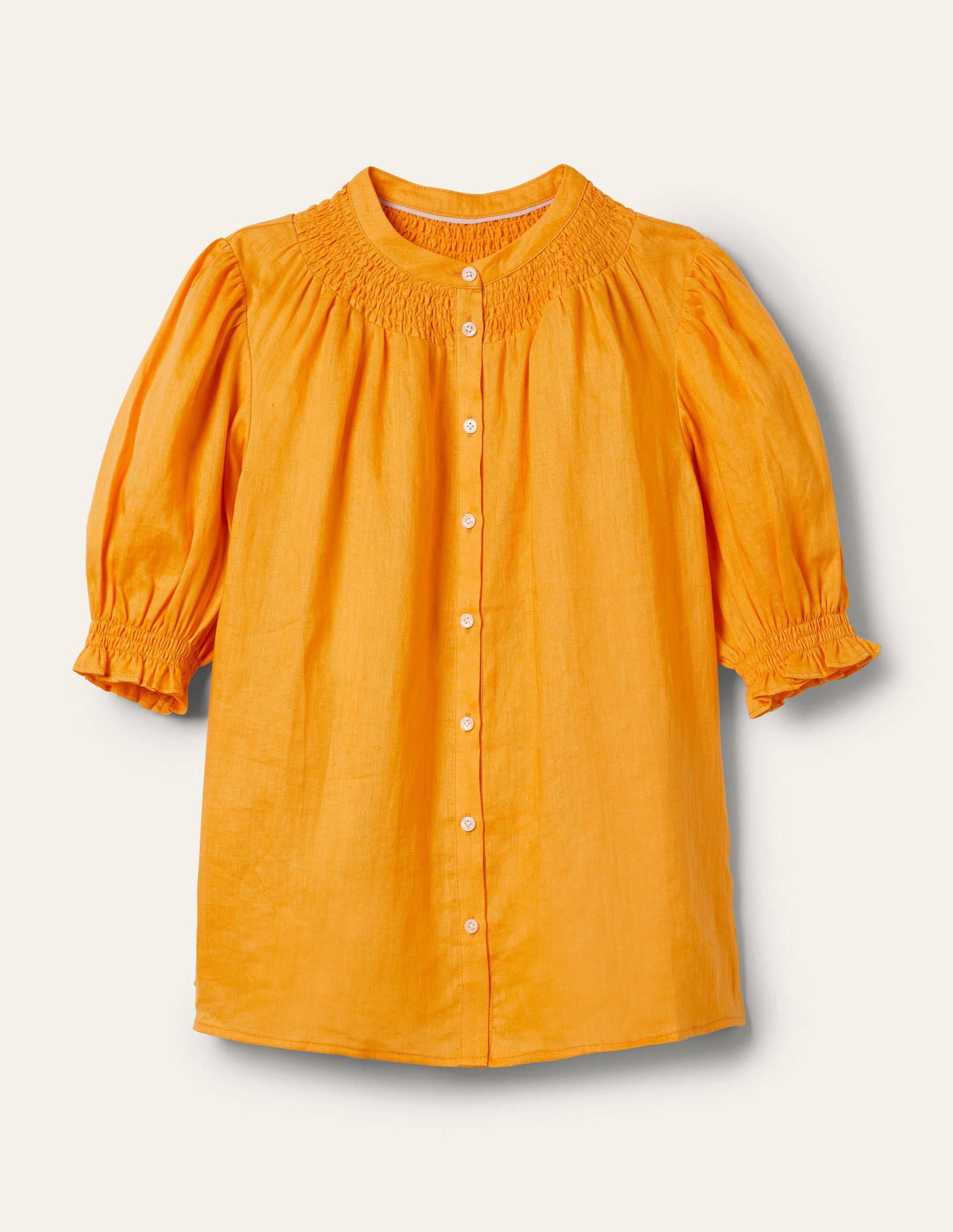 Smocked Short Sleeve Blouse-Zinnia Yellow-5