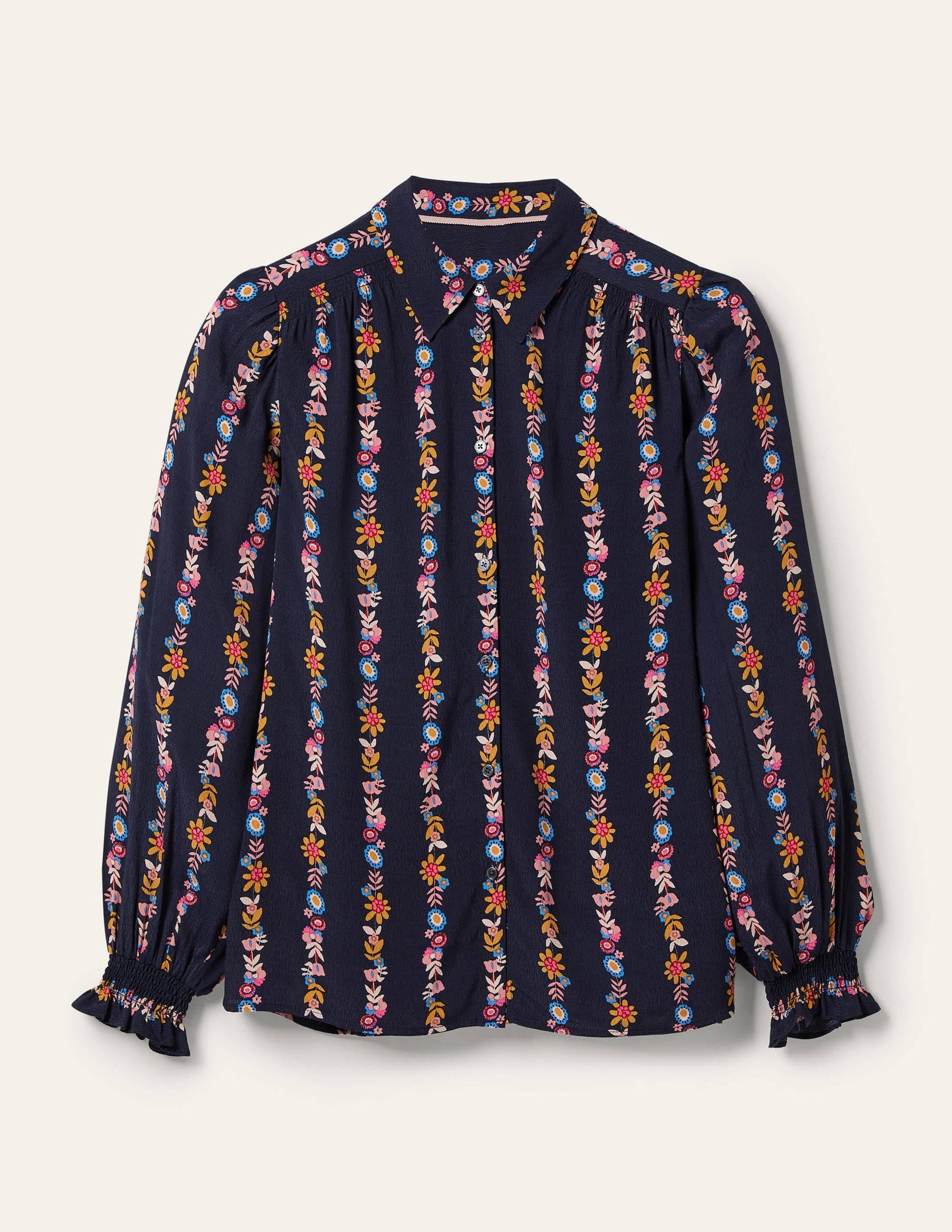Smocking Detail Blouse-French Navy, Flora Bloom-5
