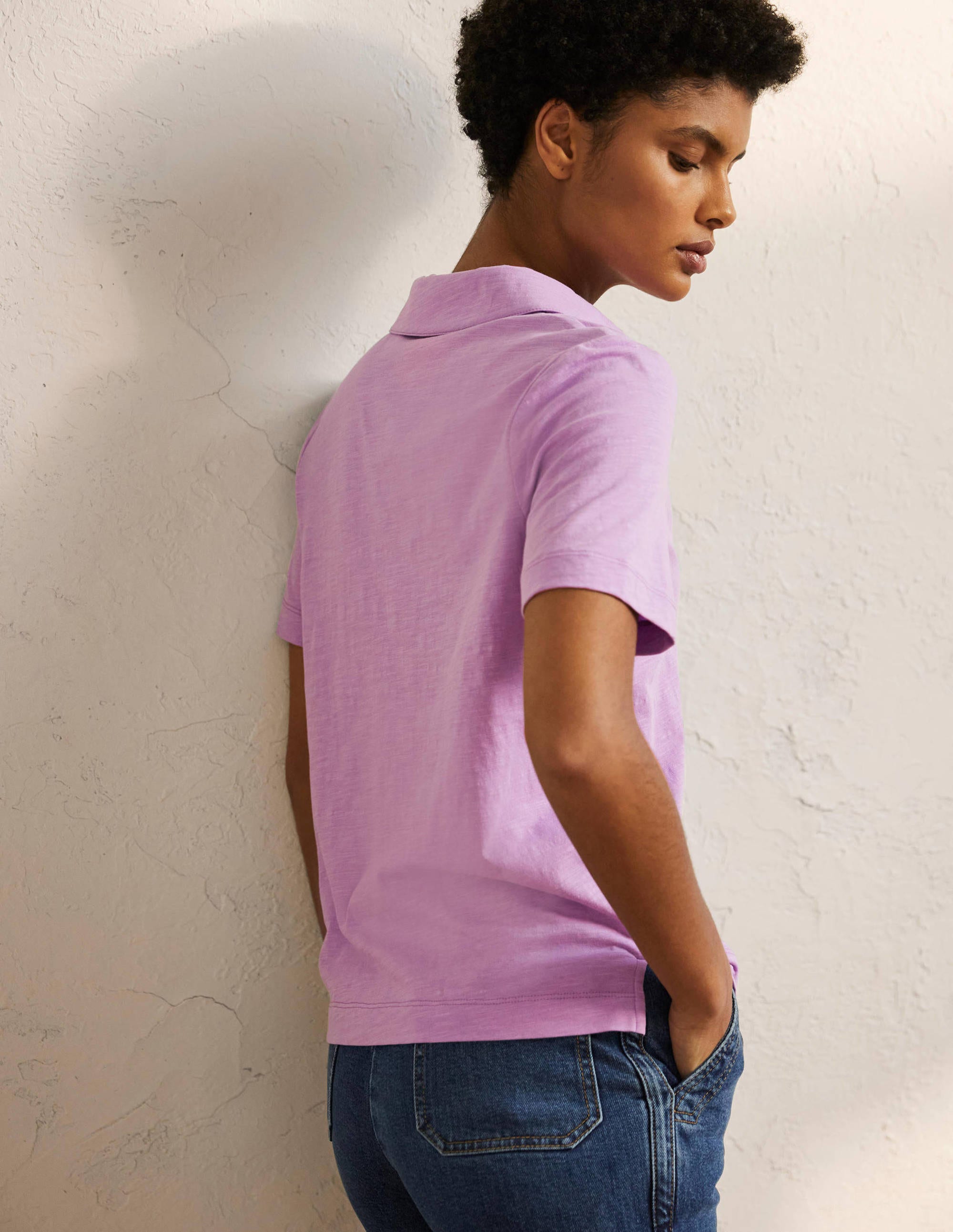 Cotton Polo Top-African Violet - Image 3