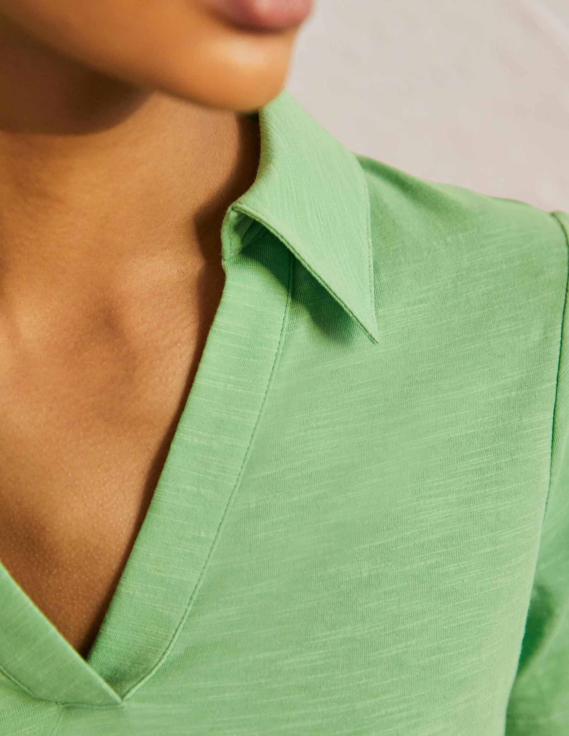 Cotton Polo Top-Zephyr Green-2