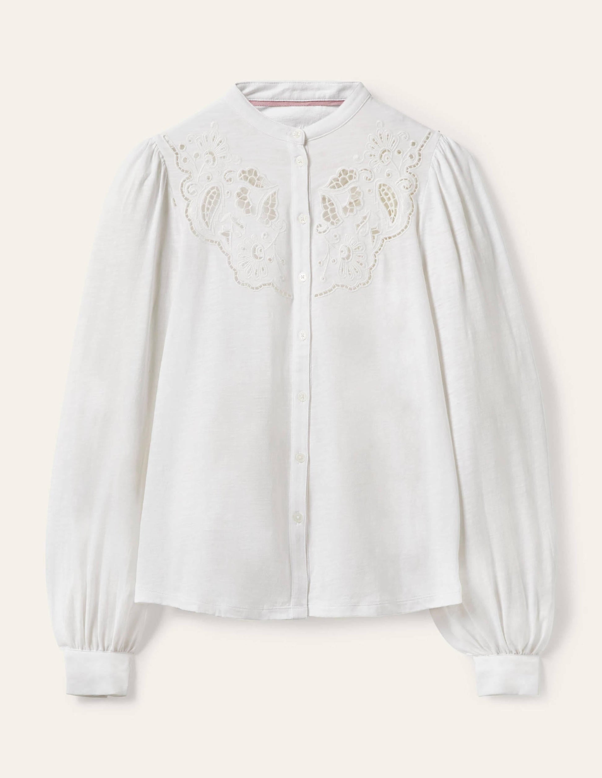 Cut Work Jersey Shirt-White-7