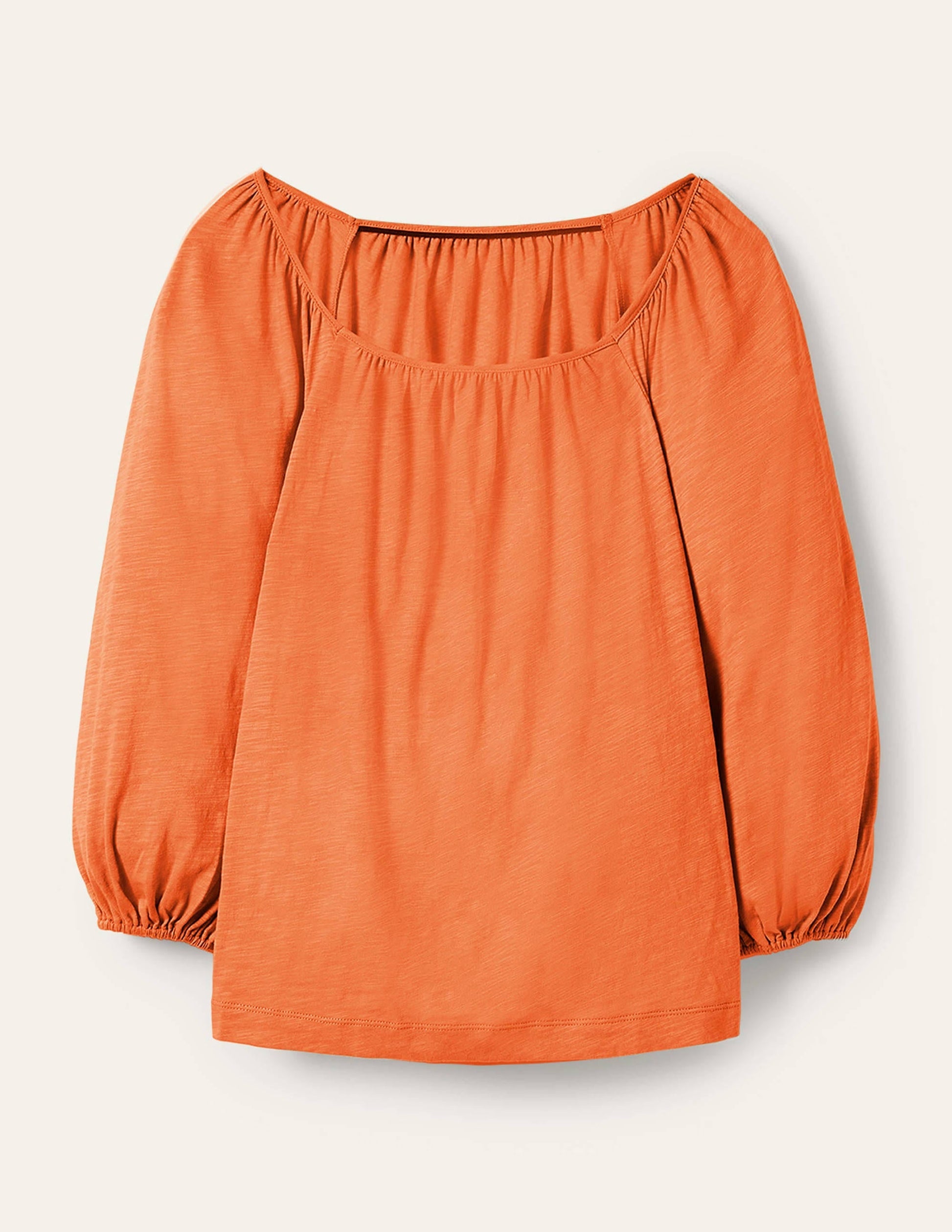 Blouson Sleeve Cotton Top-Dusty Orange-5