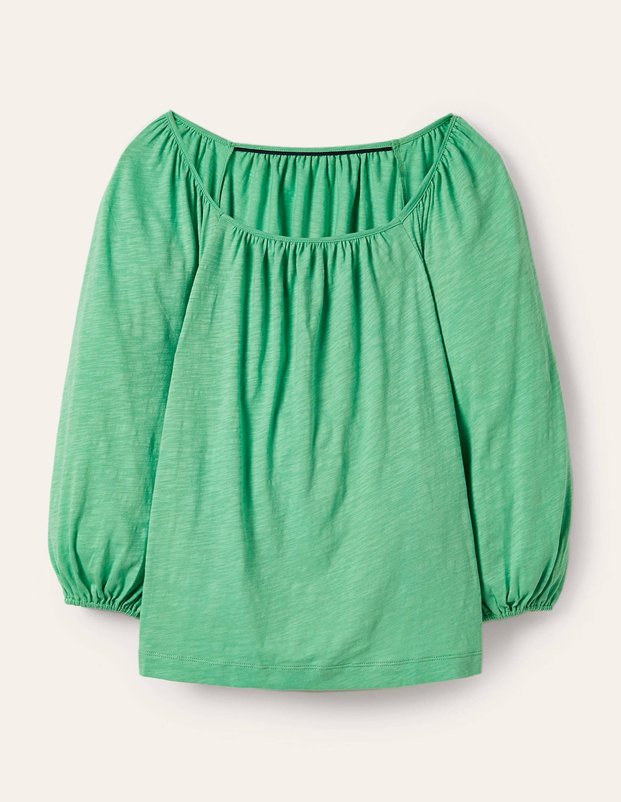 Blouson Sleeve Cotton Top-Zephyr Green - Image 5