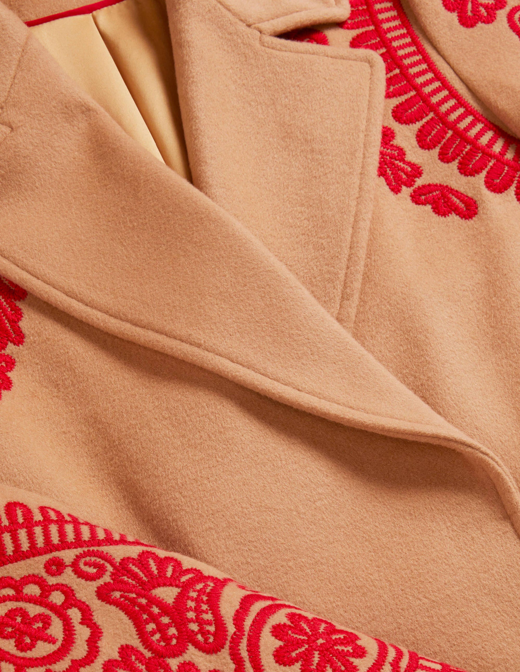 Cecily Embroidered Wool Coat-Oatmeal/Camel Marl - Image 5