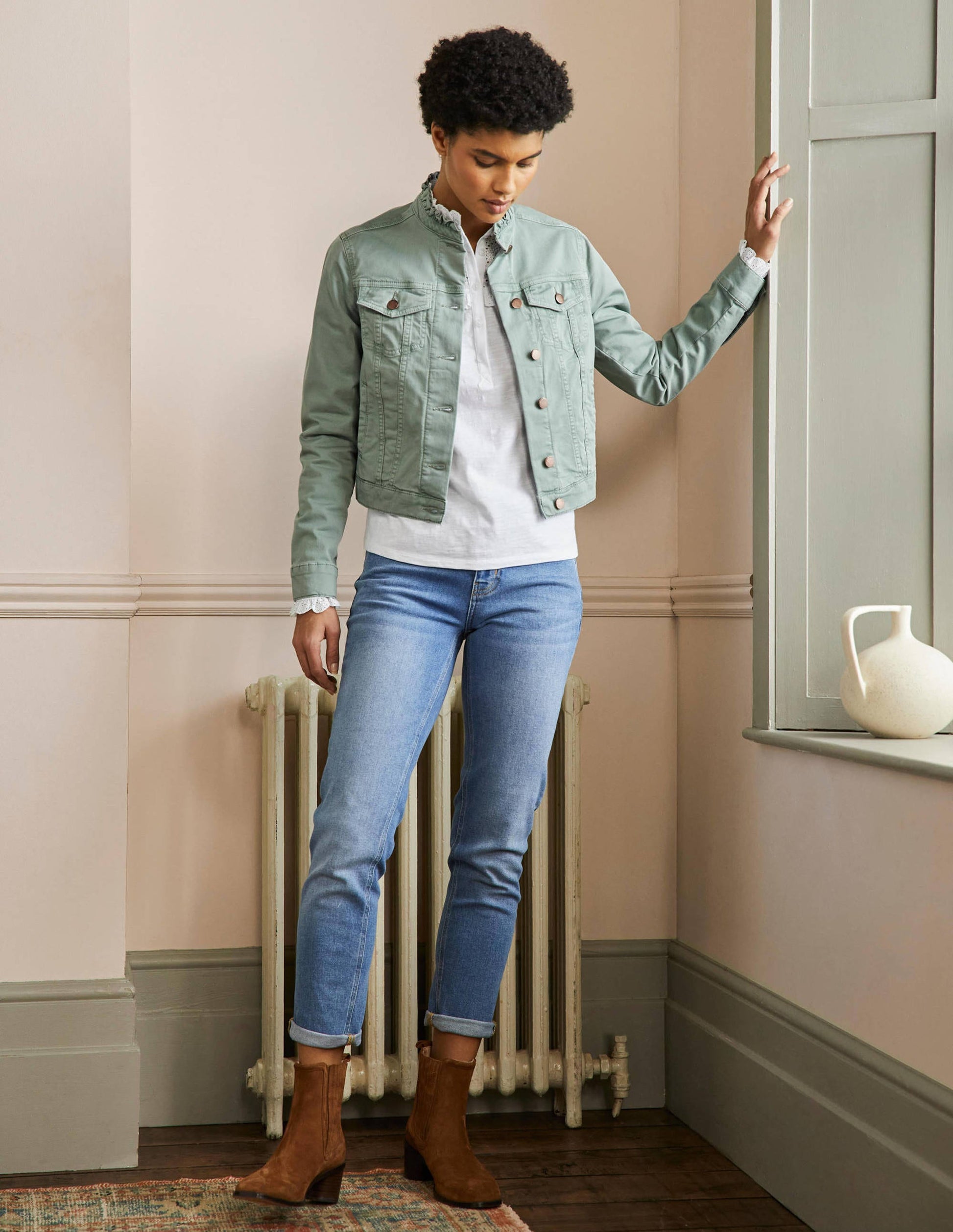 Carla Ruffle Collar Jacket-Iceberg Green-4