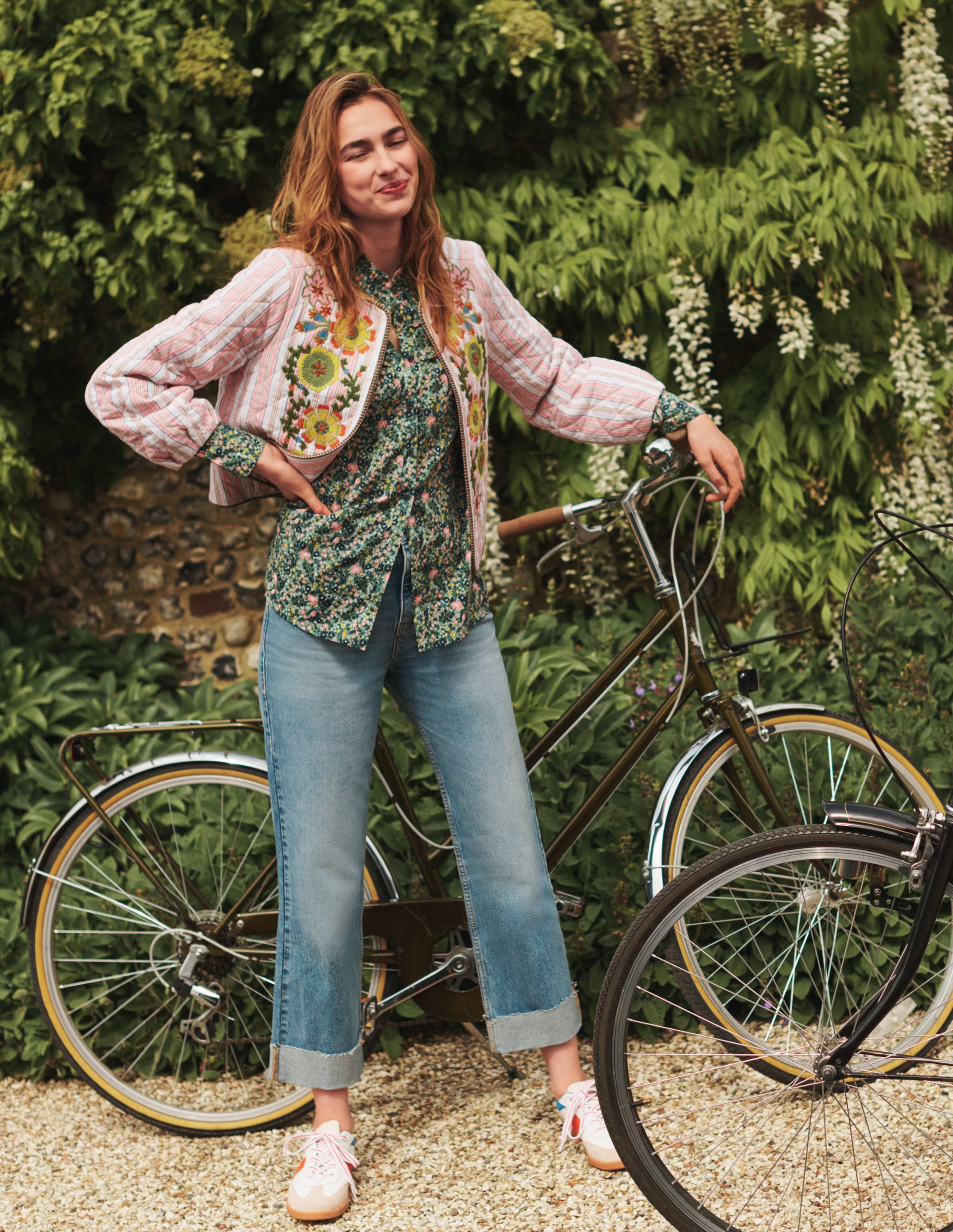 Embroidered Cropped Jacket-Almond/Alder Embroidered - Image 6