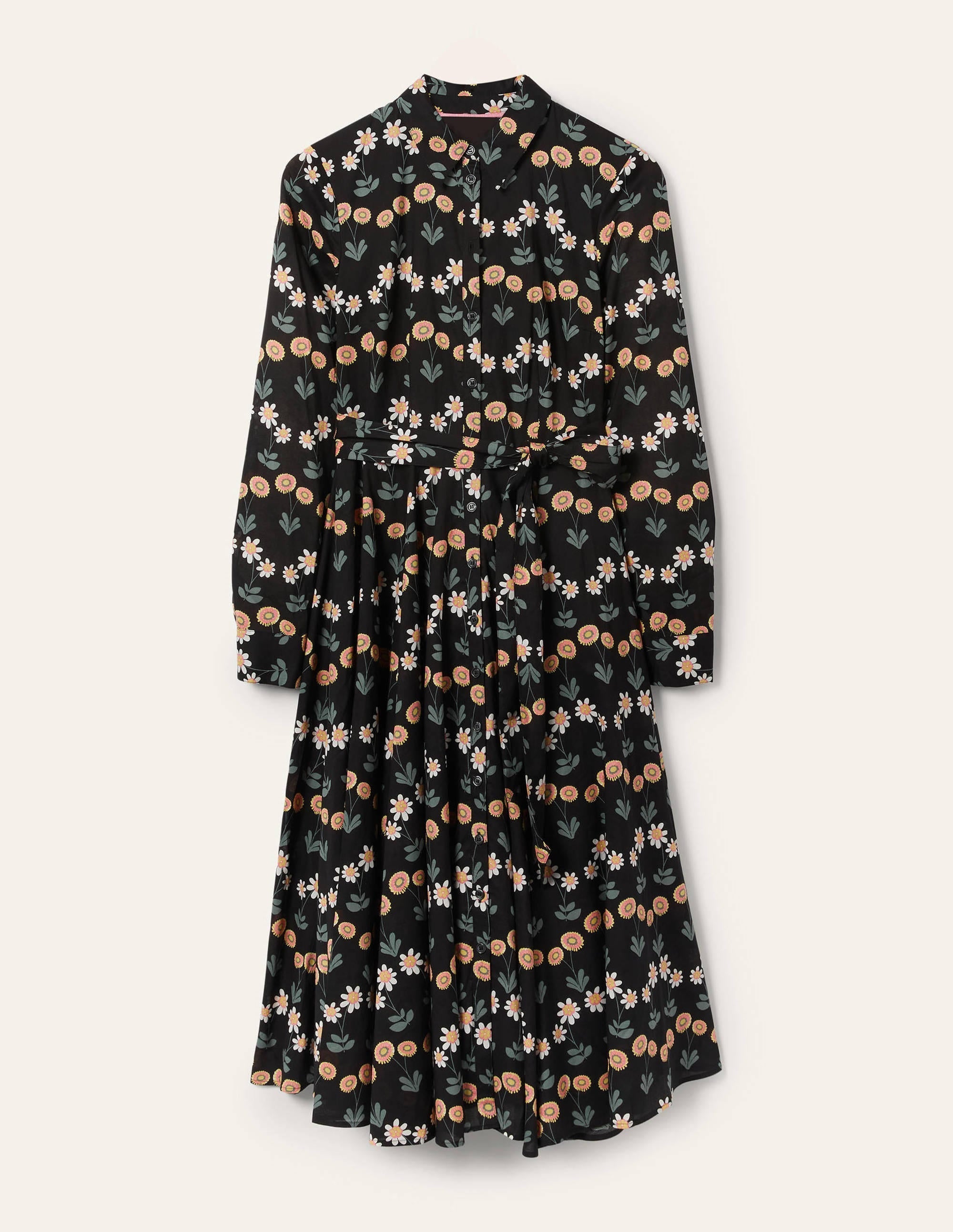 Kitty Midi Shirt Dress-Black, Delicate Daisy - Image 5