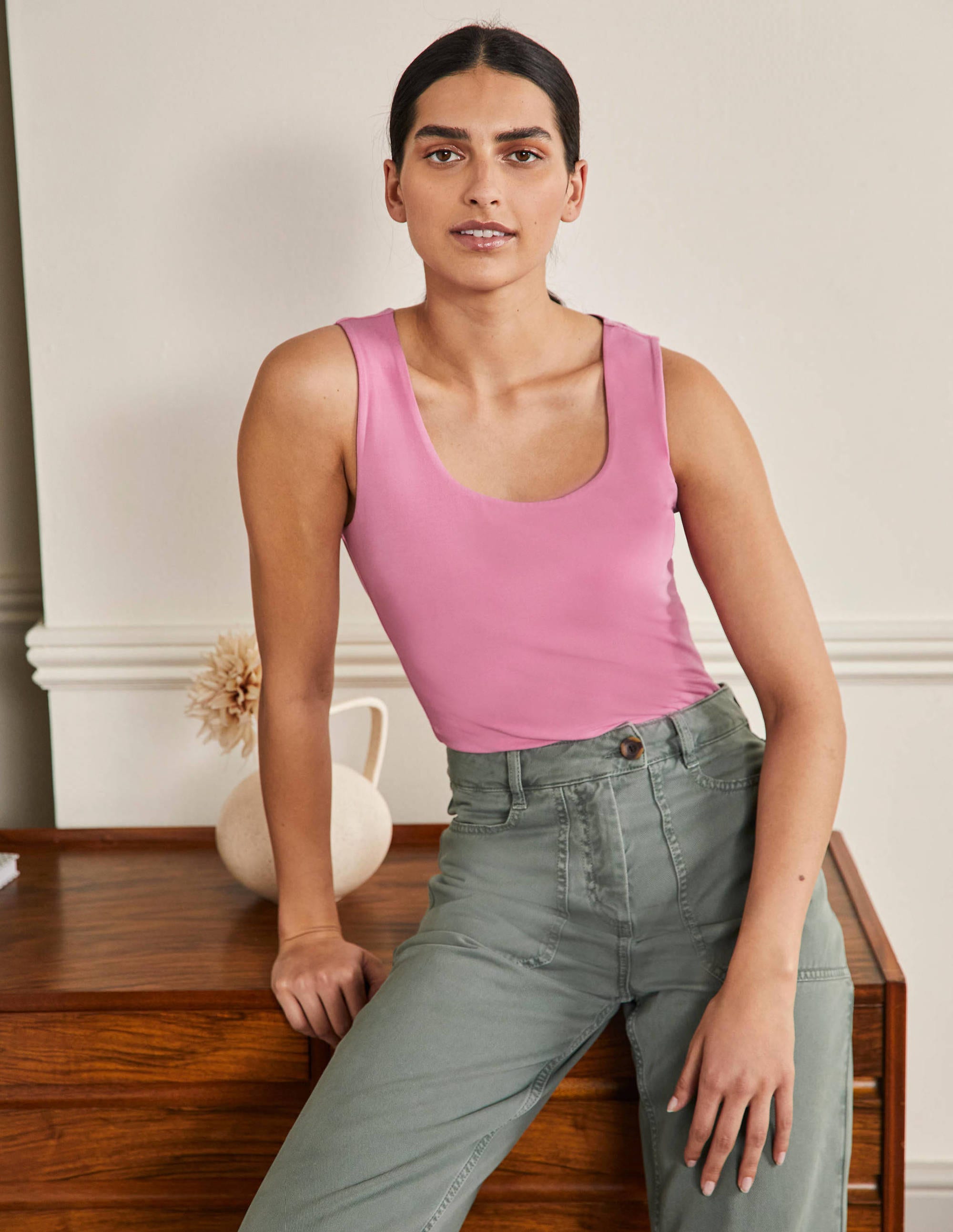 Double Layer Front Vest-Posy Pink - Image 1