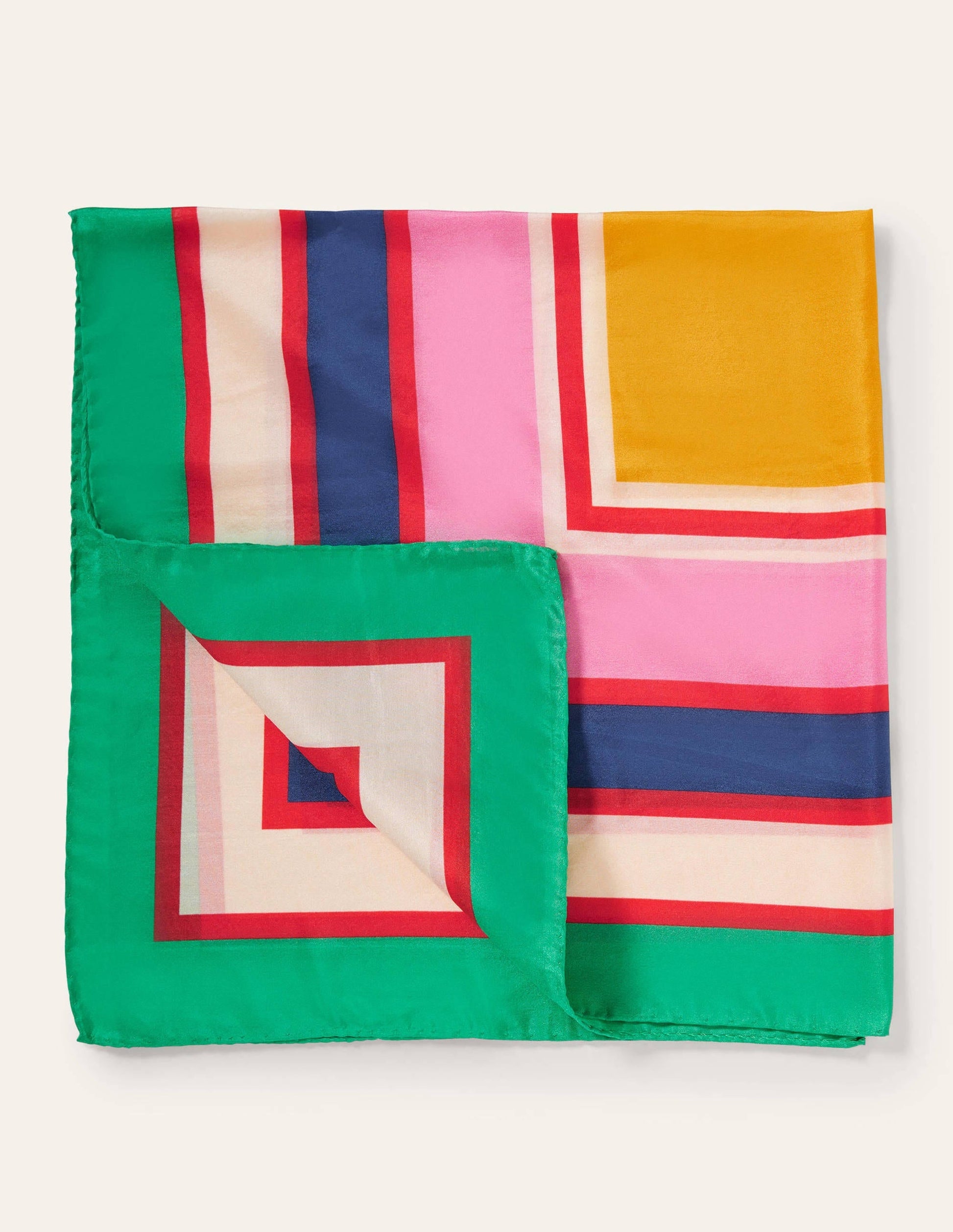 Silk Scarf-Green Lagoon, Multi Stripe-1