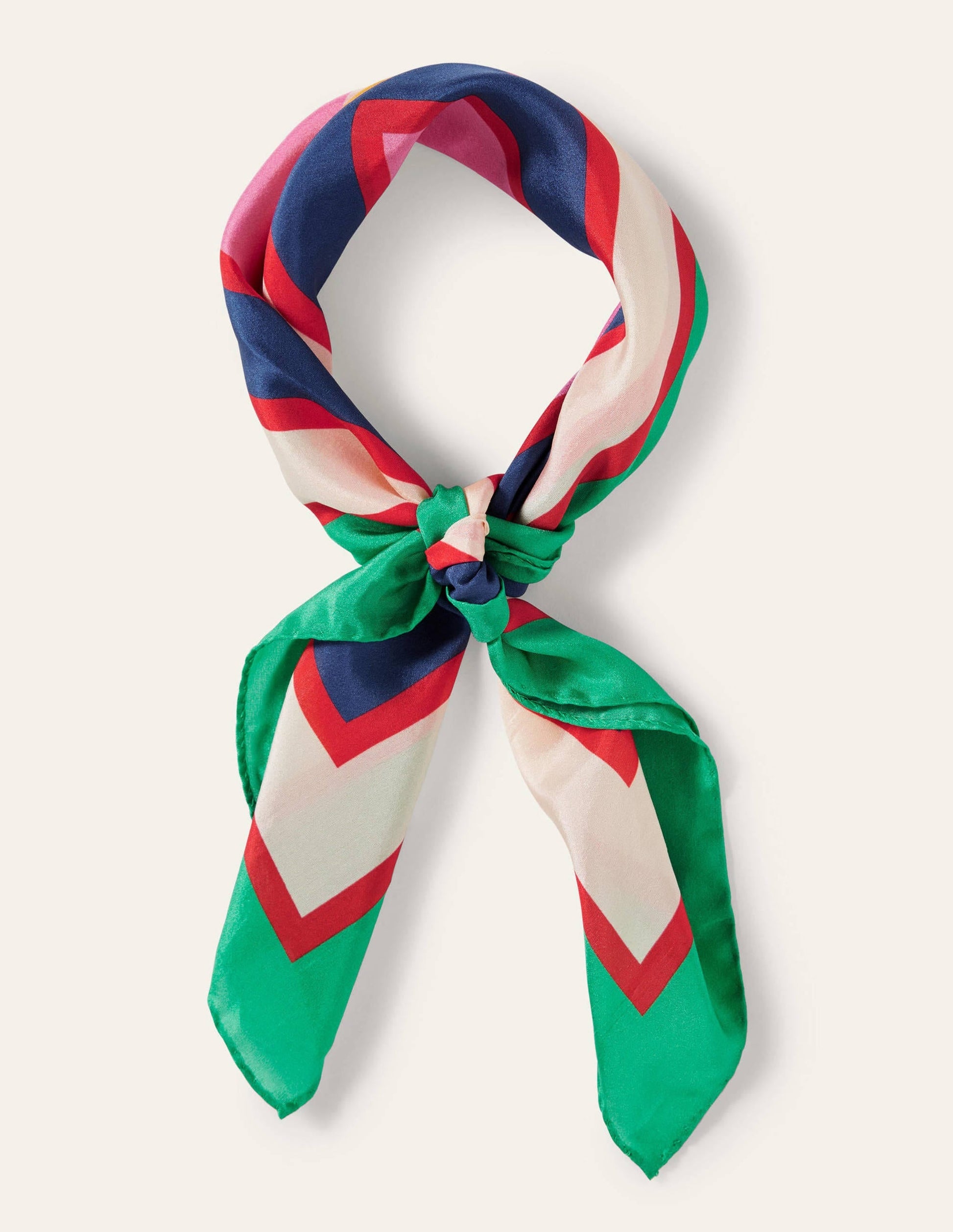 Silk Scarf-Green Lagoon, Multi Stripe-4