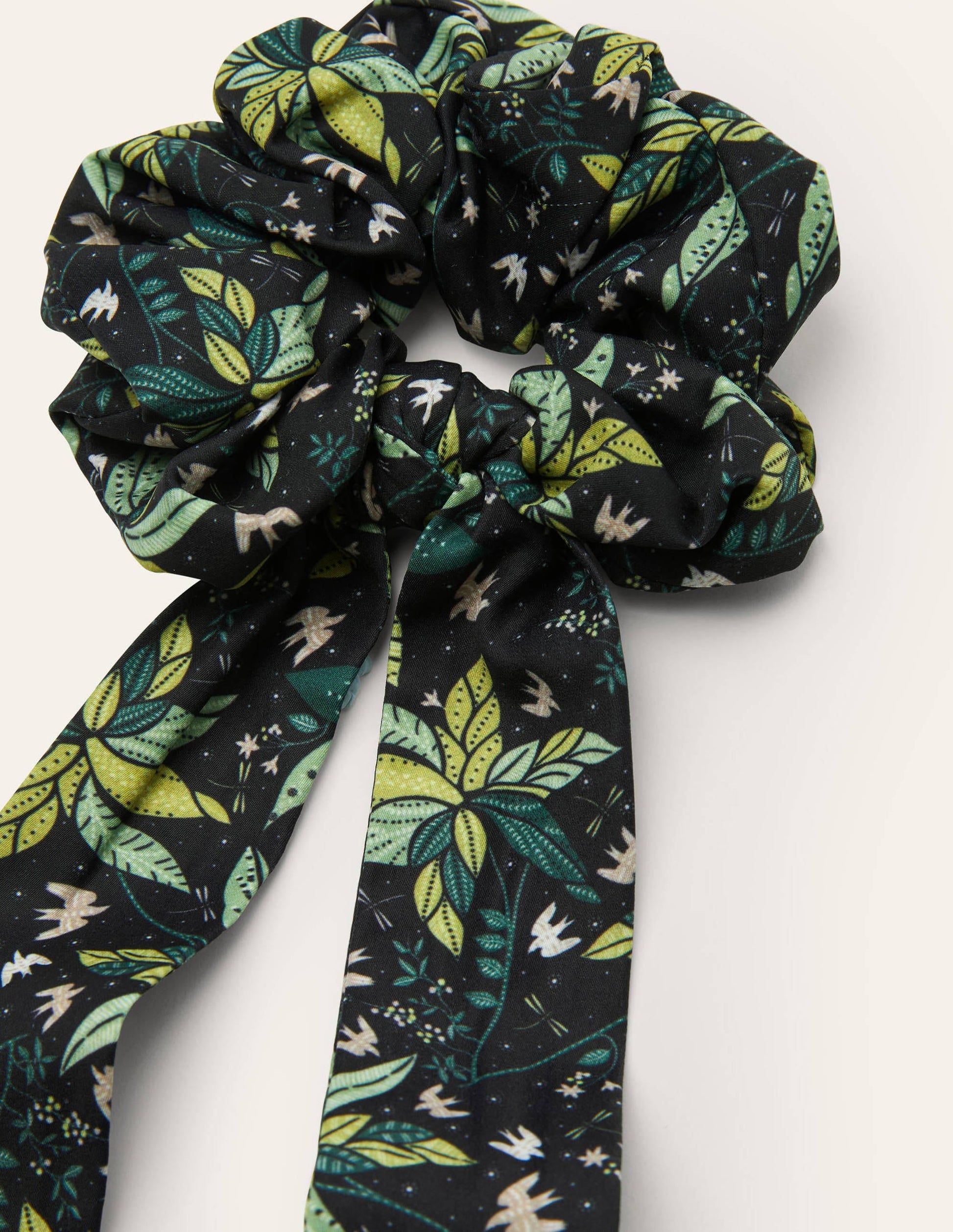 Scarf Hair Scrunchie-Black, Oriental Cascade-2