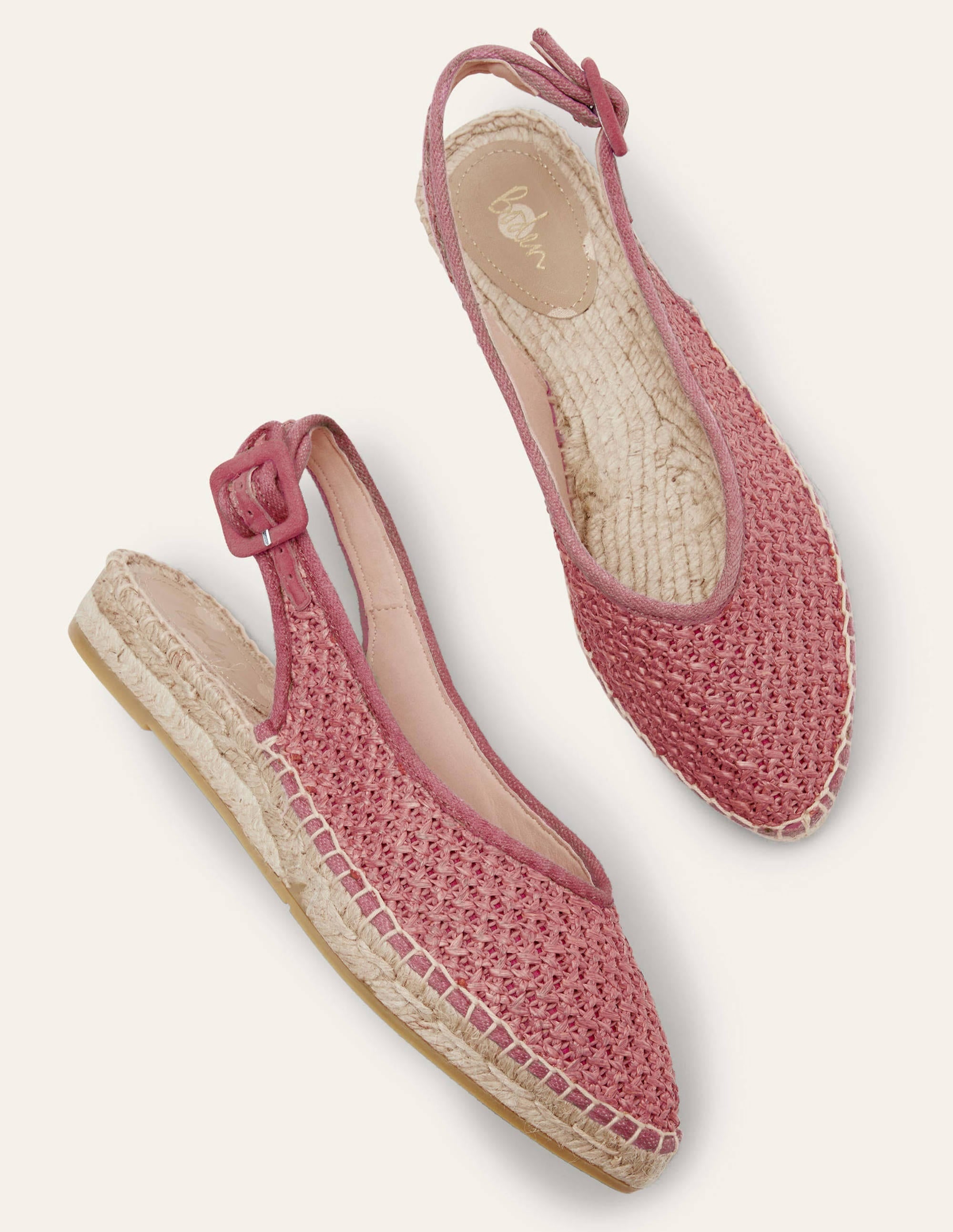 Slingback Espadrille Sandals-Woven Dusty Red - Image 1