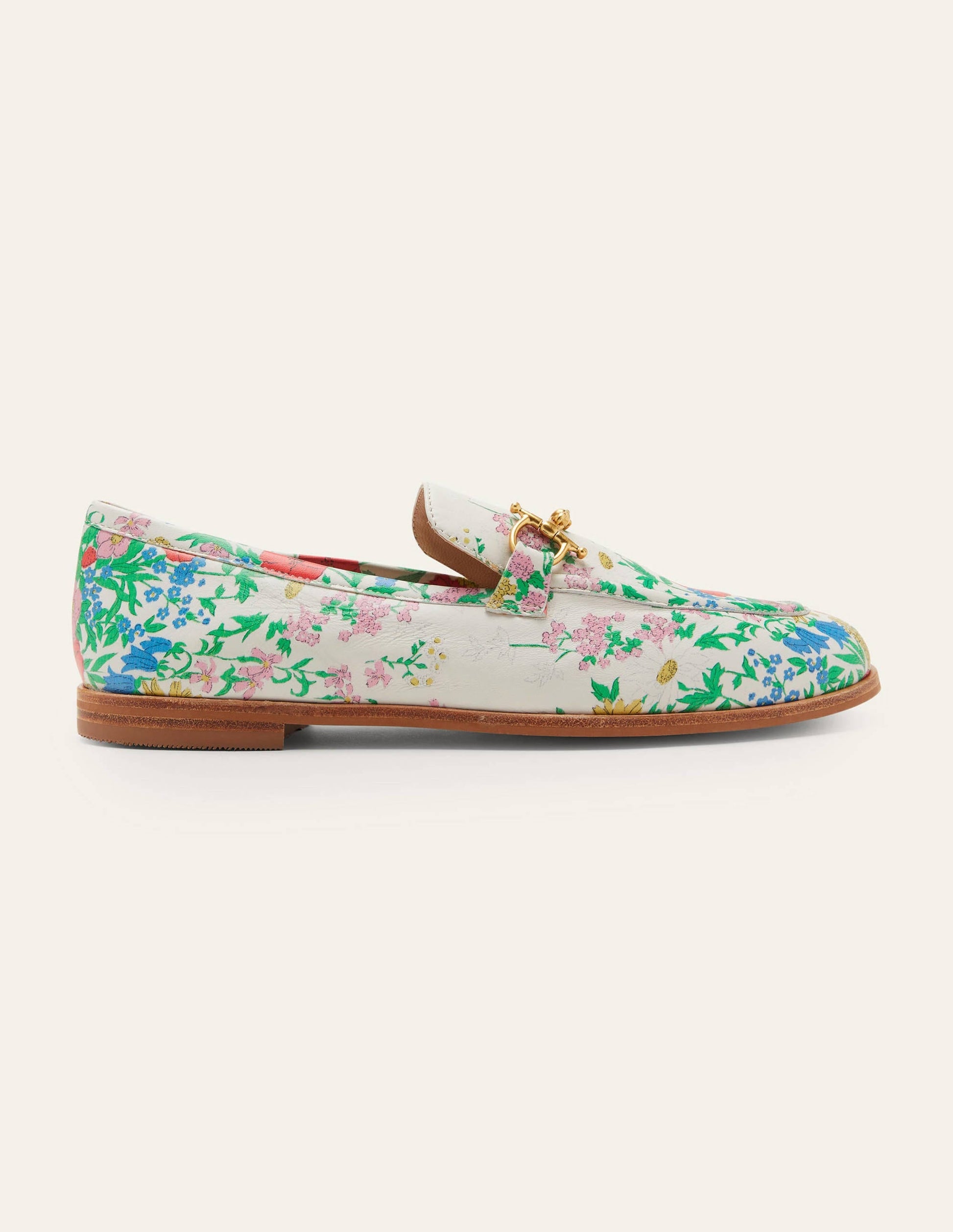 Snaffle Detail Leather Loafers-Ivory, Botanical Terrace-2
