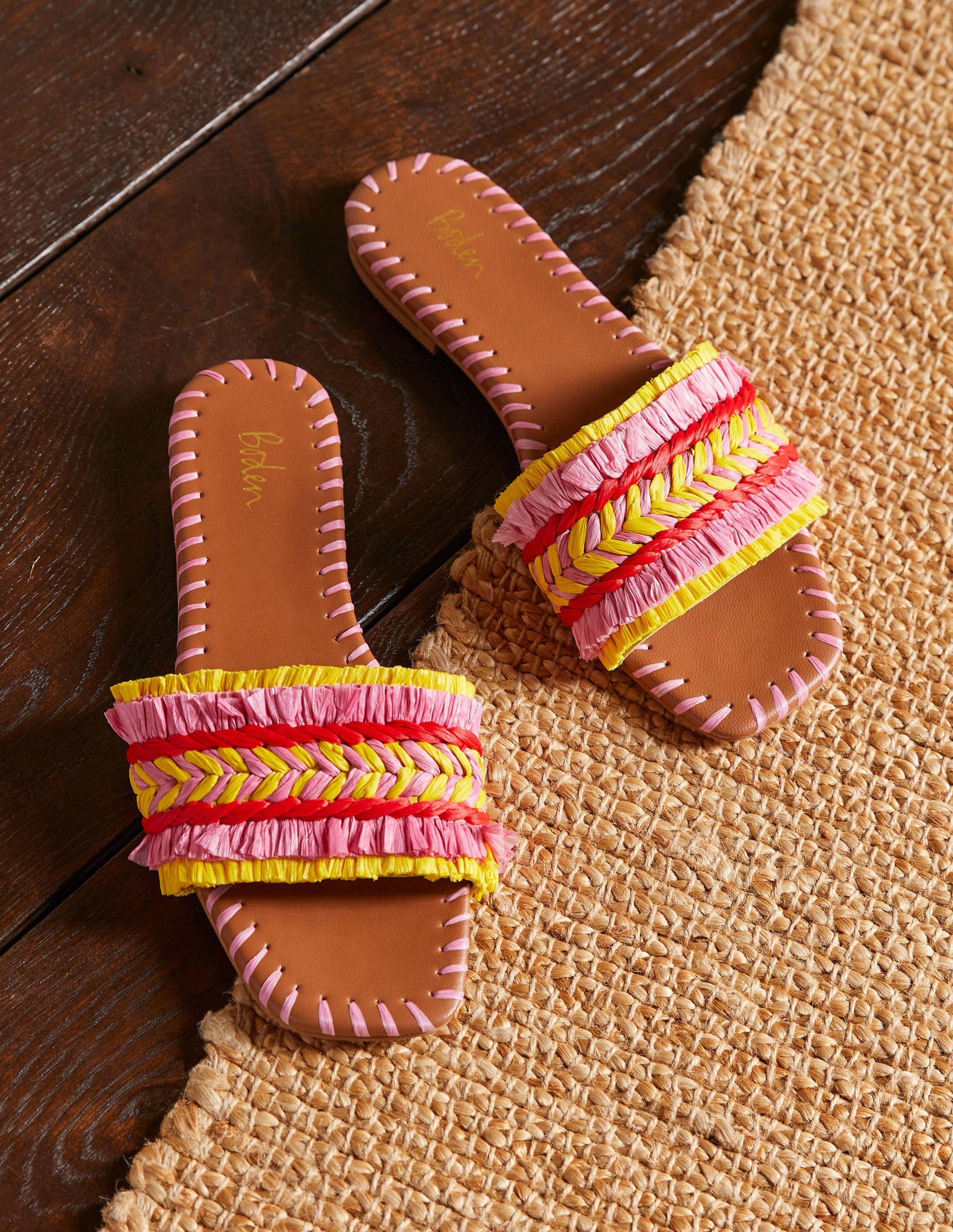 Raffia Flat Sandals-Formica Pink-1
