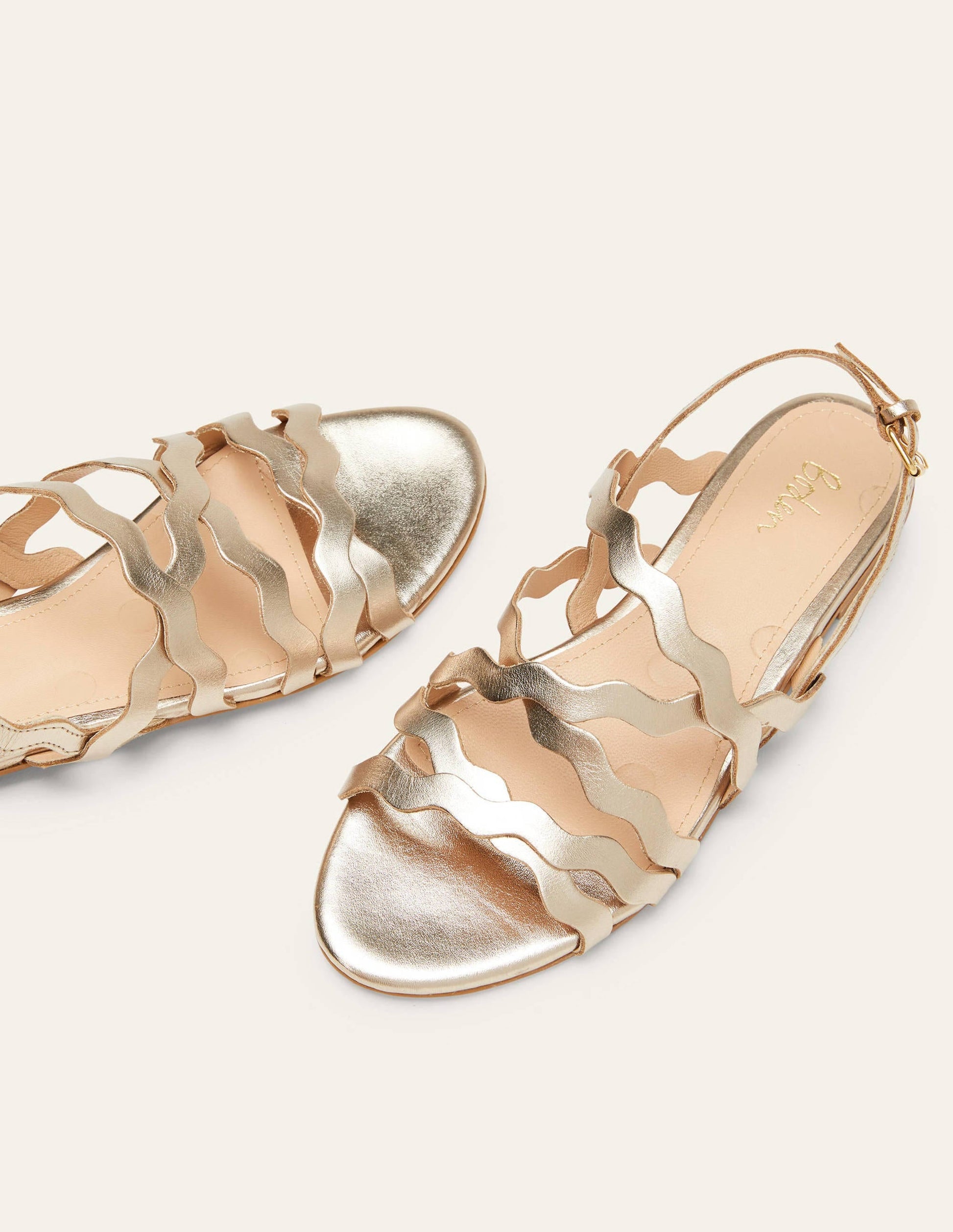 Multi Strap Flat Sandals-Pale Gold Metallic-1