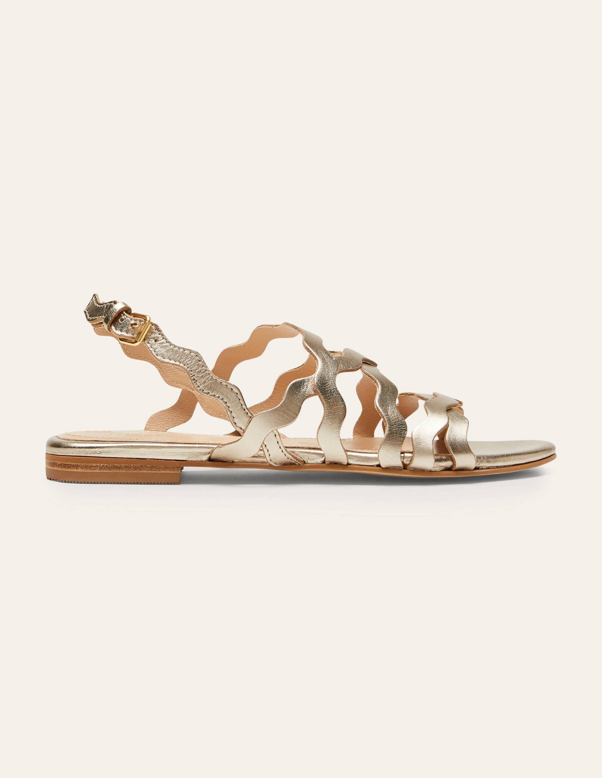 Multi Strap Flat Sandals-Pale Gold Metallic-2
