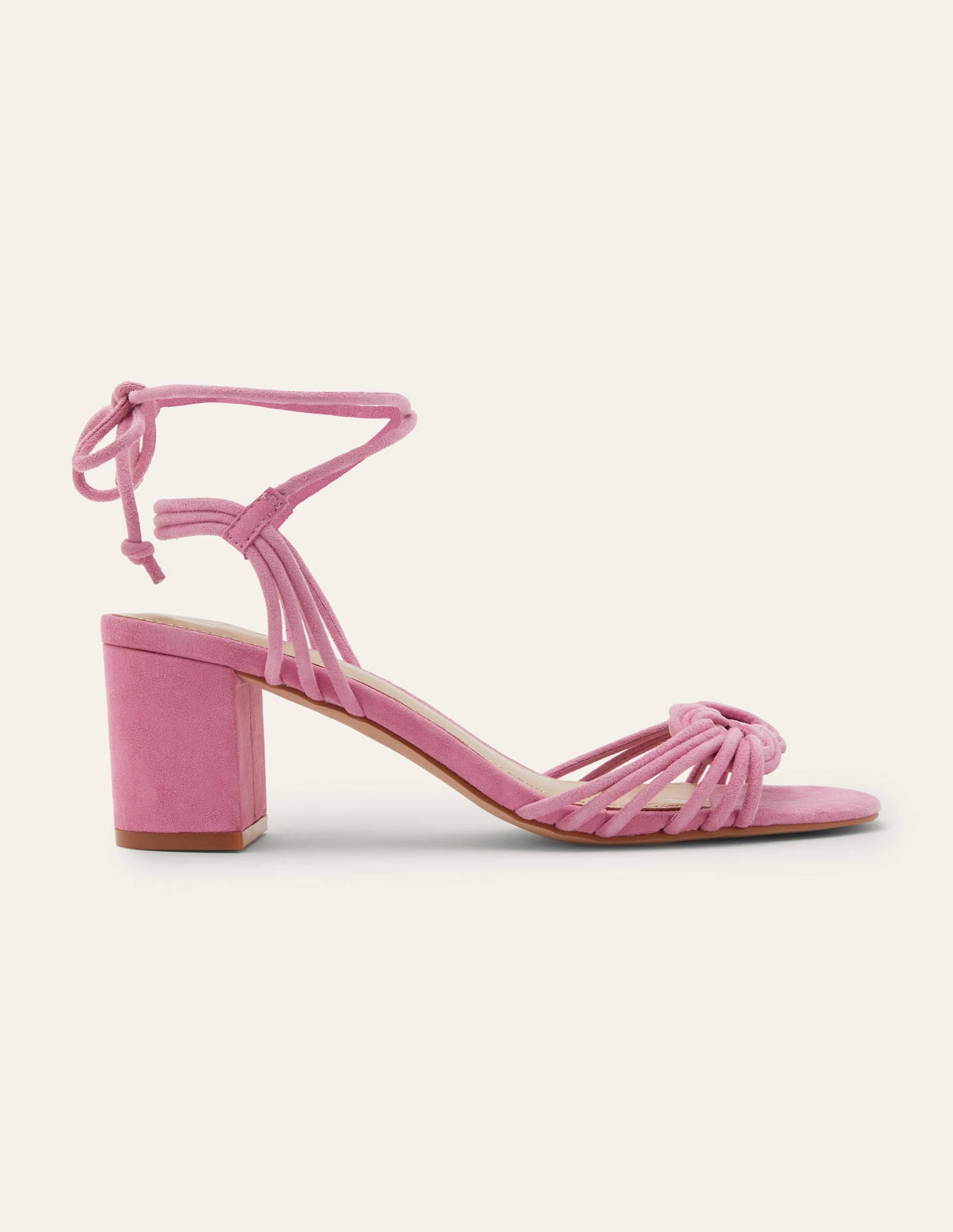 Knot Detail Heel Sandals-Sachet Pink - Image 2