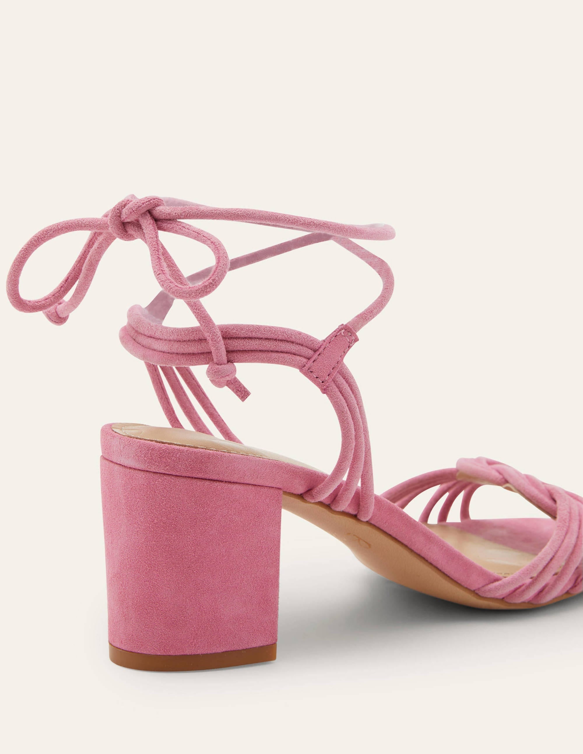 Knot Detail Heel Sandals-Sachet Pink - Image 3