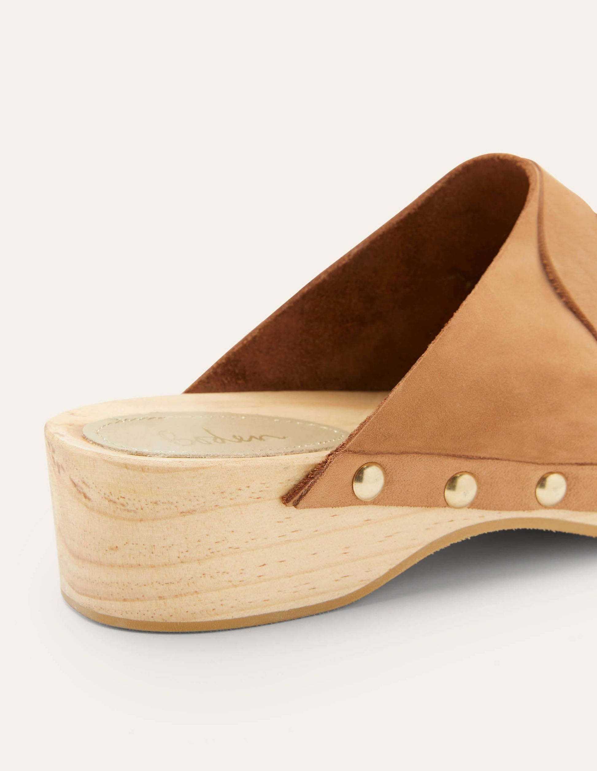 Leather Heeled Clogs-Tan-4
