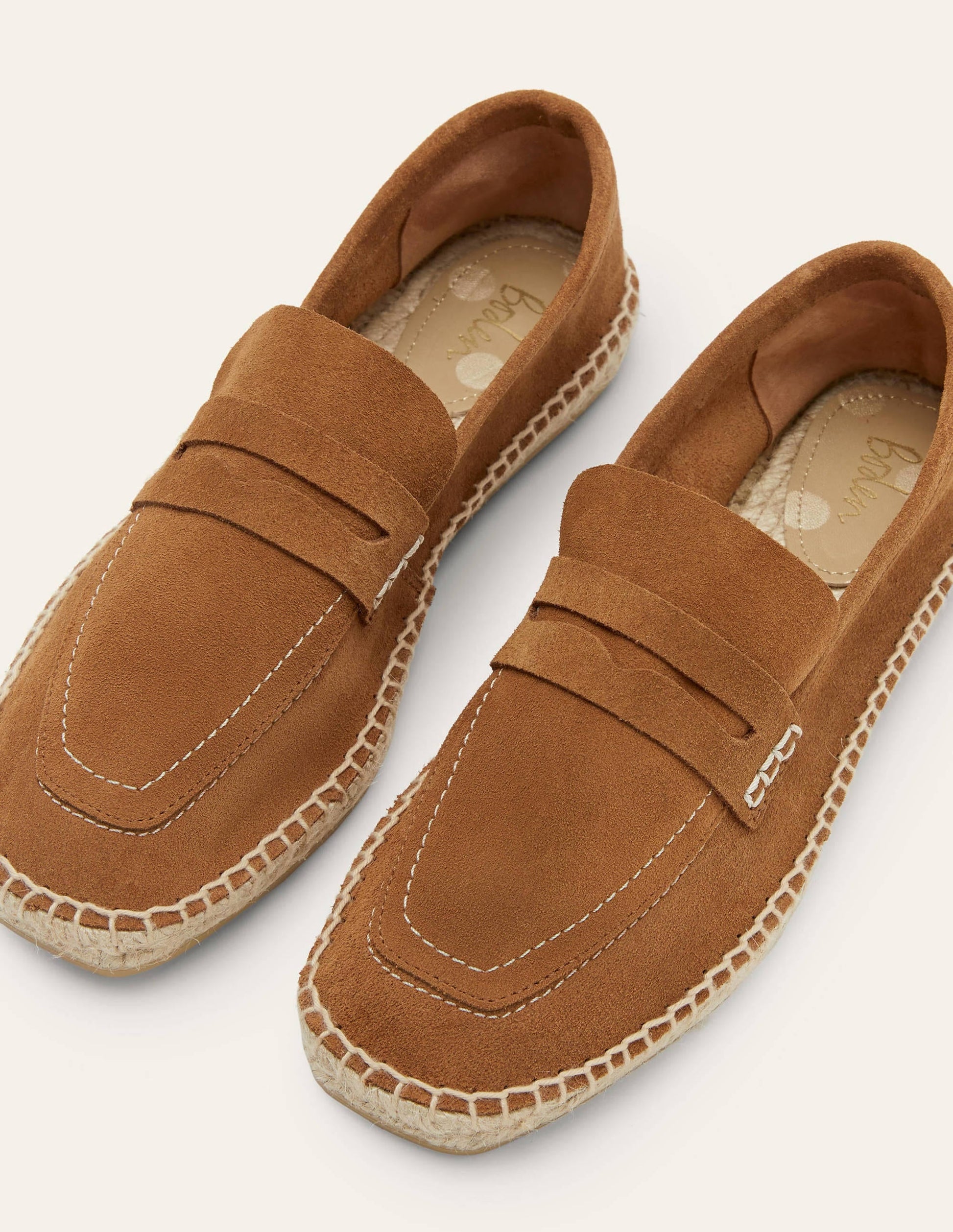 Suede Loafer Espadrilles-Tan-1