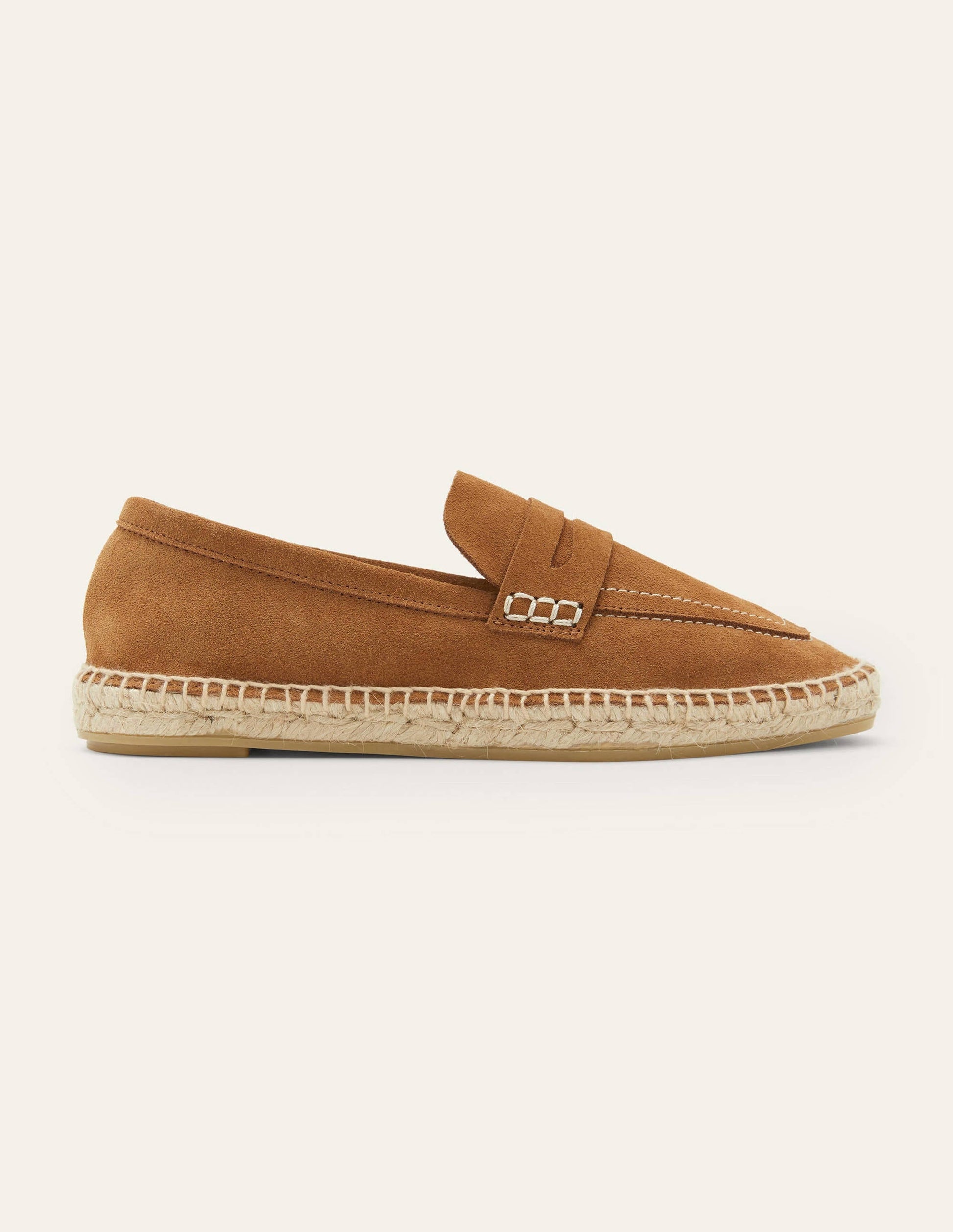 Suede Loafer Espadrilles-Tan-2