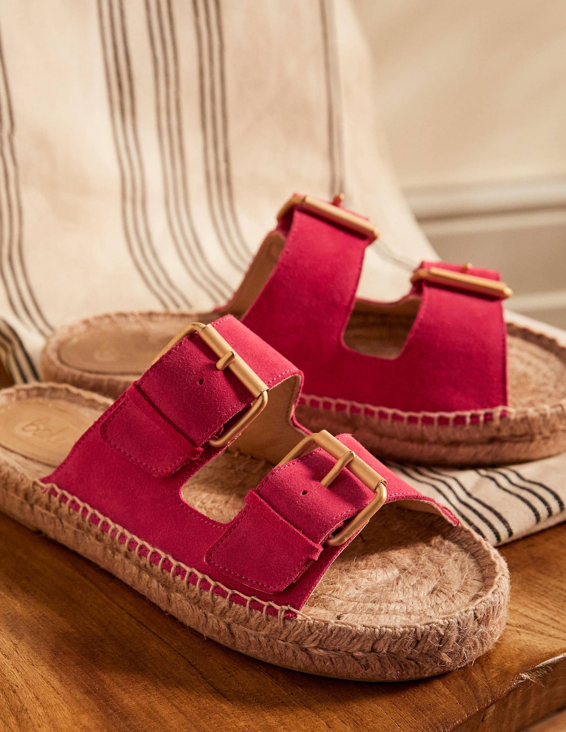Buckle Espadrille Sandals-Rambling Rose-1