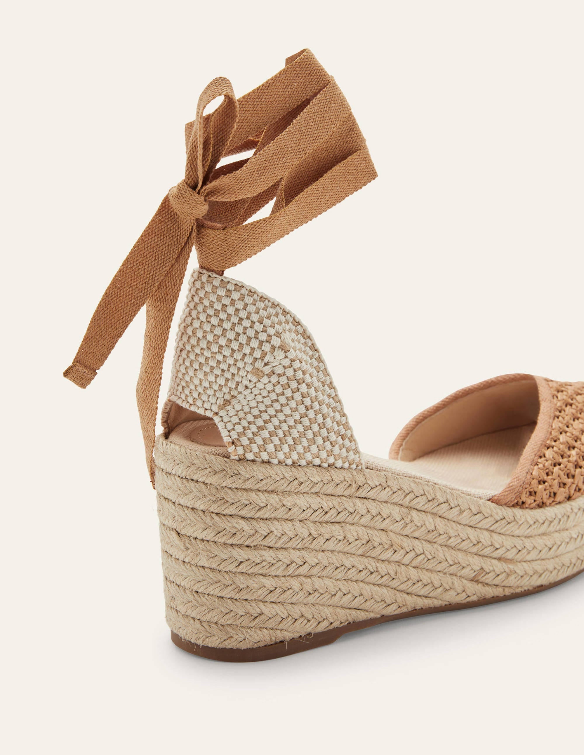 High Espadrille Wedges-Tan Woven - Image 3