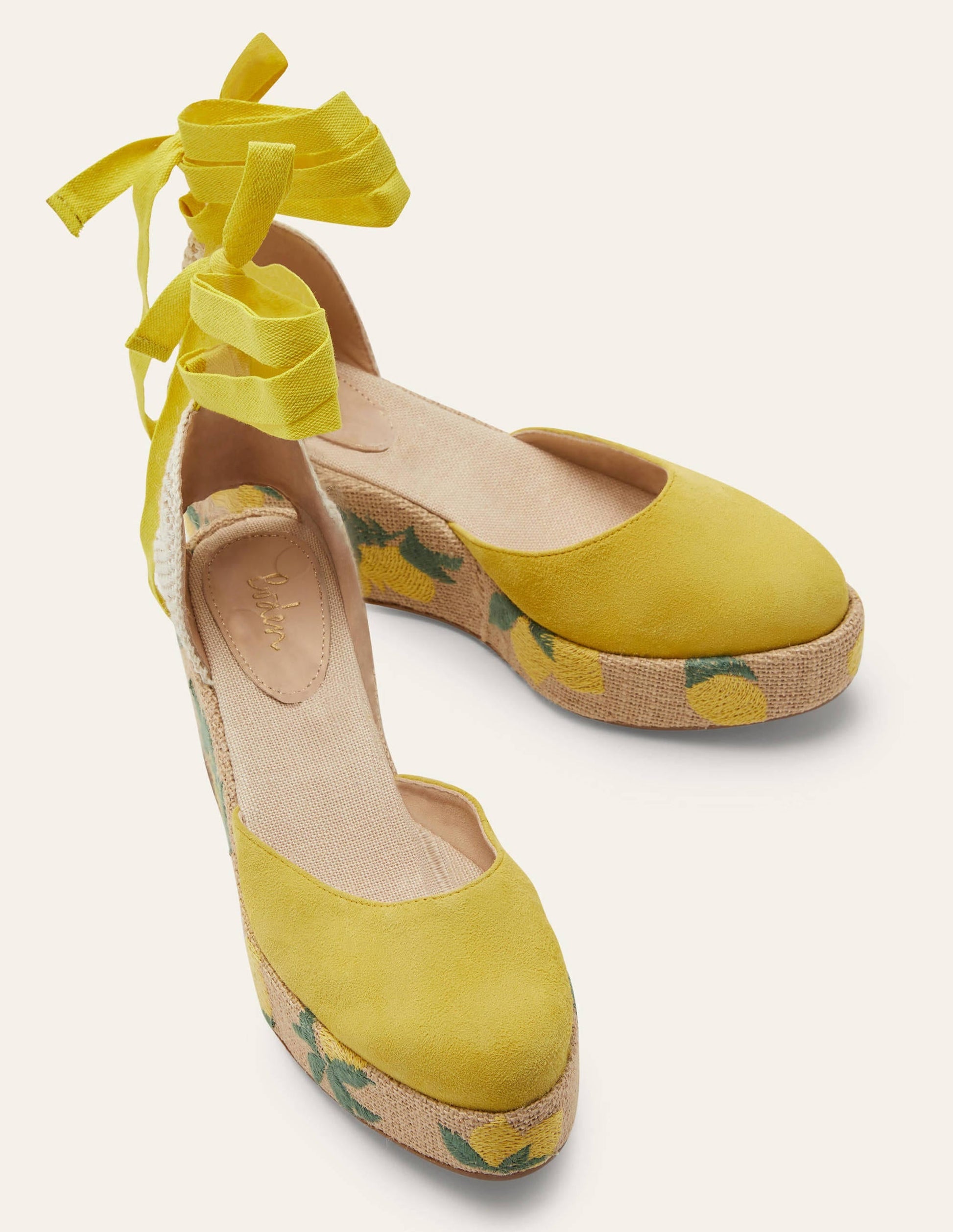 High Espadrille Wedges-Embroidered Lemon-1